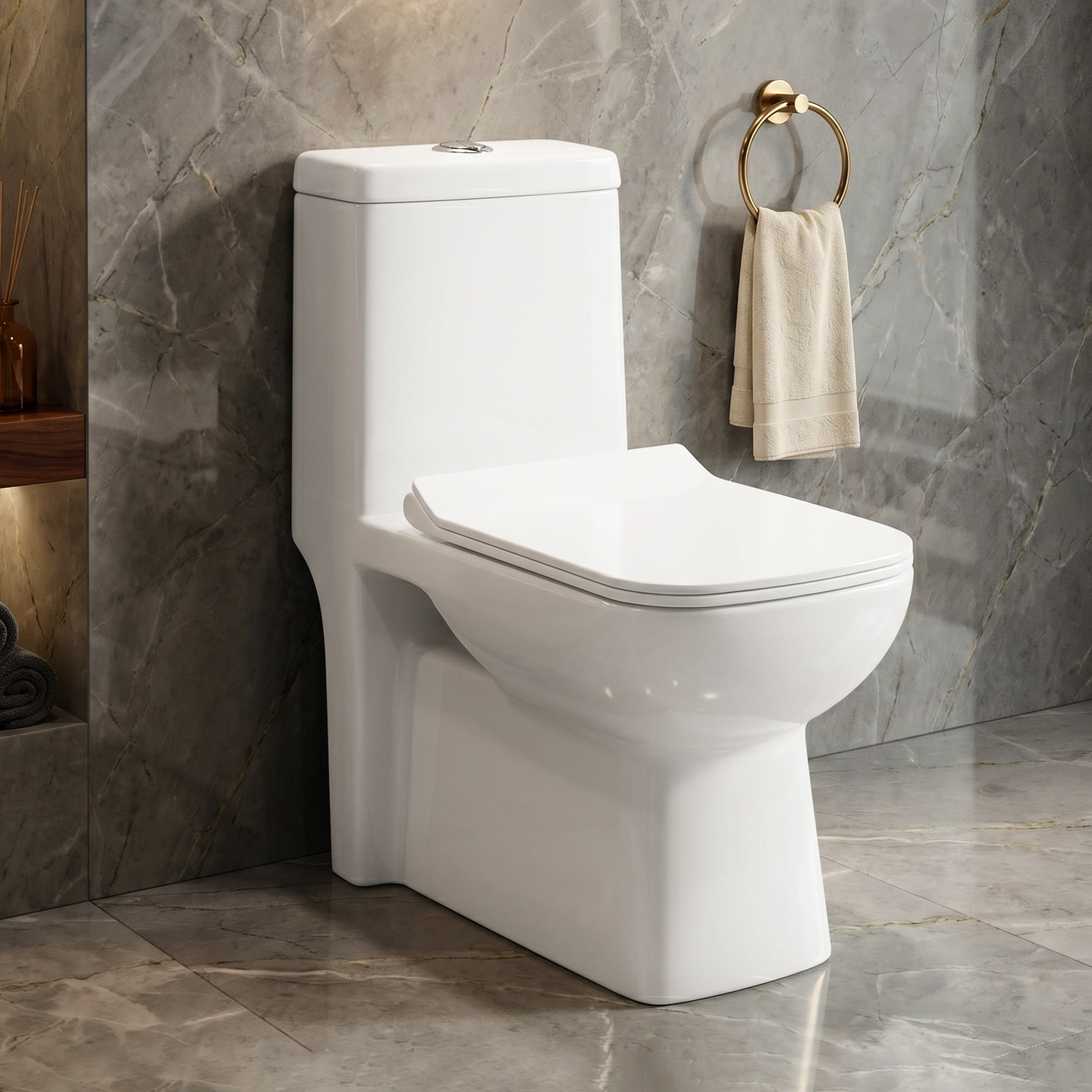 Image of Plantex Commode for Toilet /Ceramic One Piece Toilet /Washdown Flush Commode with Soft Closing Toilet Seat - S Trap (White, APS-1111, Ultra) Western Commode