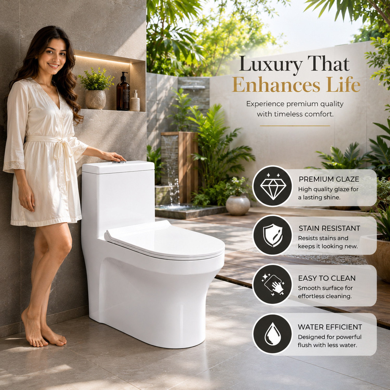 Image of CARA MARK One-Piece Ceramic Toilet with Dual-Flush|Soft-Close Seat Cover | one piece commode|commode for toilet| Western Commode