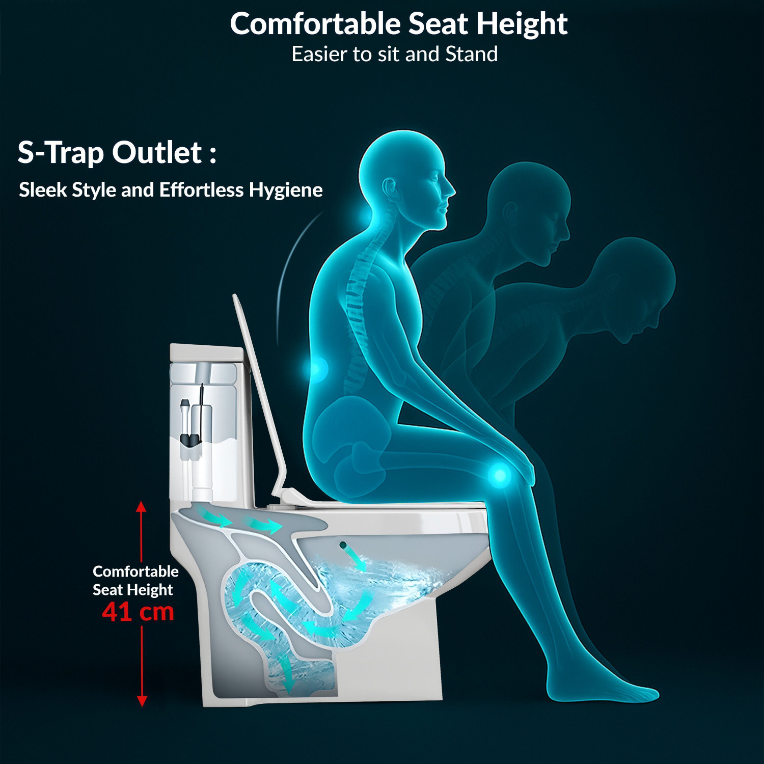 Image of Plantex Commode for Toilet /One Piece Western Toilet with Rim Wash-Down Flush / Soft Closing Toilet Seat - S Trap - (TORO) Western Commode