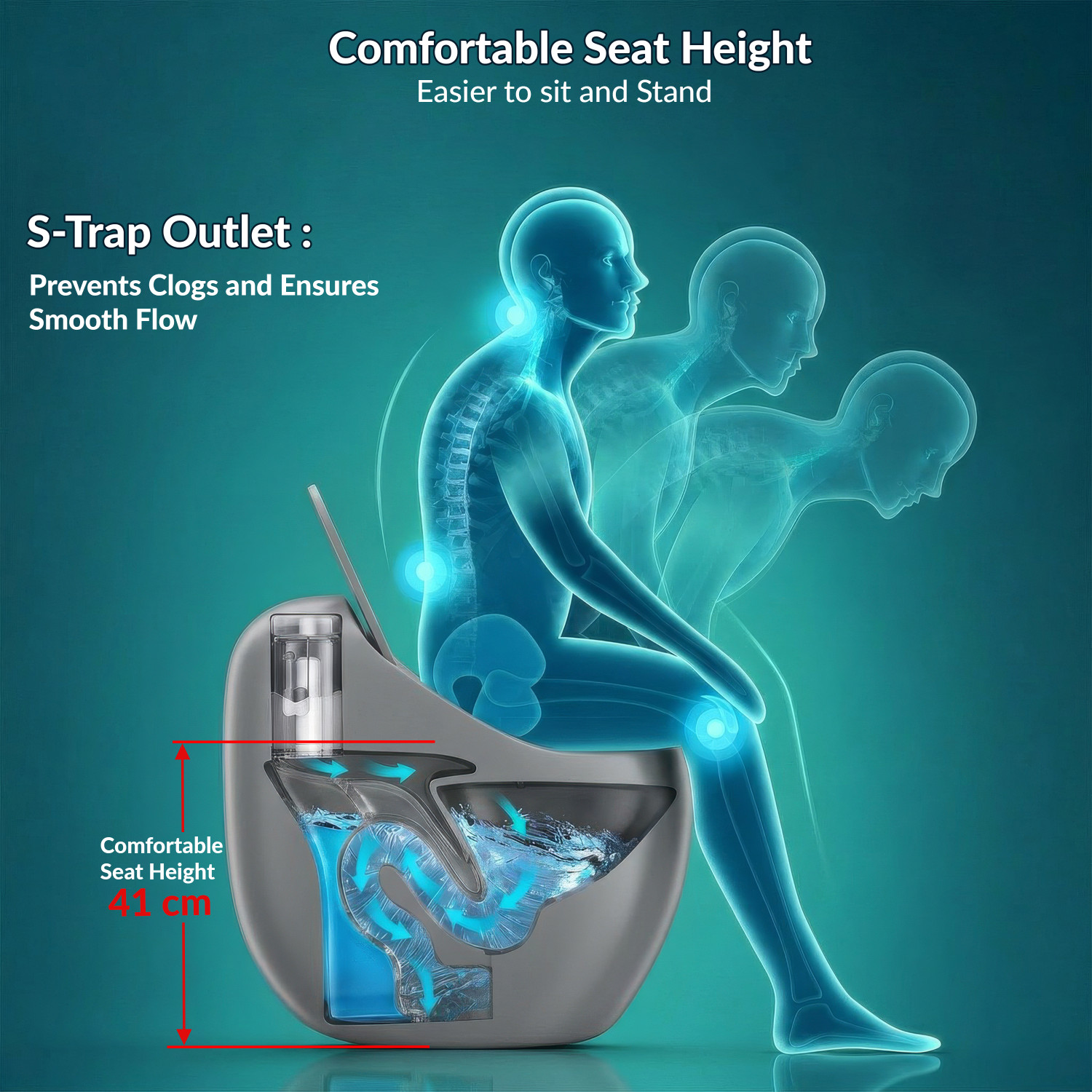 Image of Plantex Rimless Ceramic /Water Closet / With Toilet Seat - S Trap (APS-3003) Western Commode