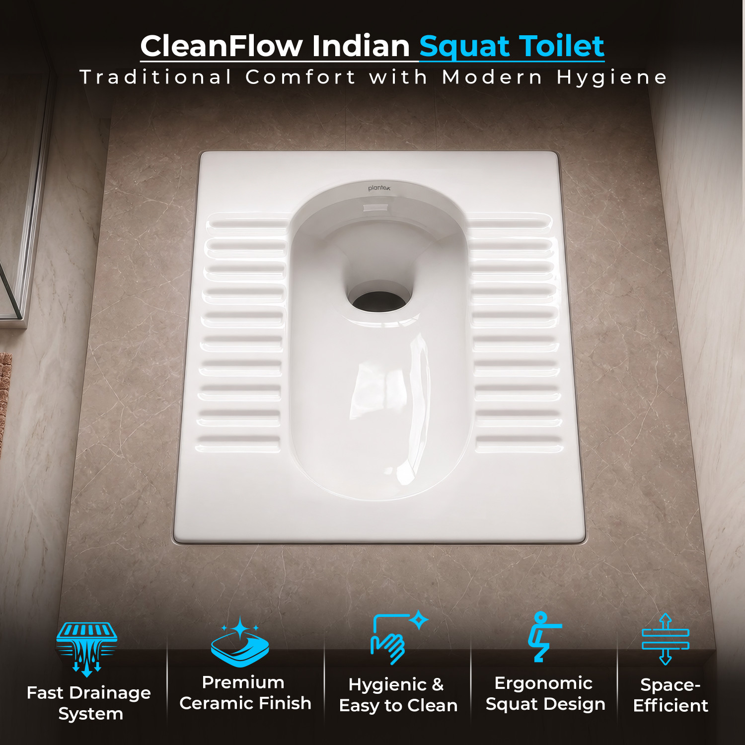 Image of Plantex Orrisa Pan for Bathroom /Indian Toilet Pan /Household Squatting Pan /Sintered Stone Indian Commode