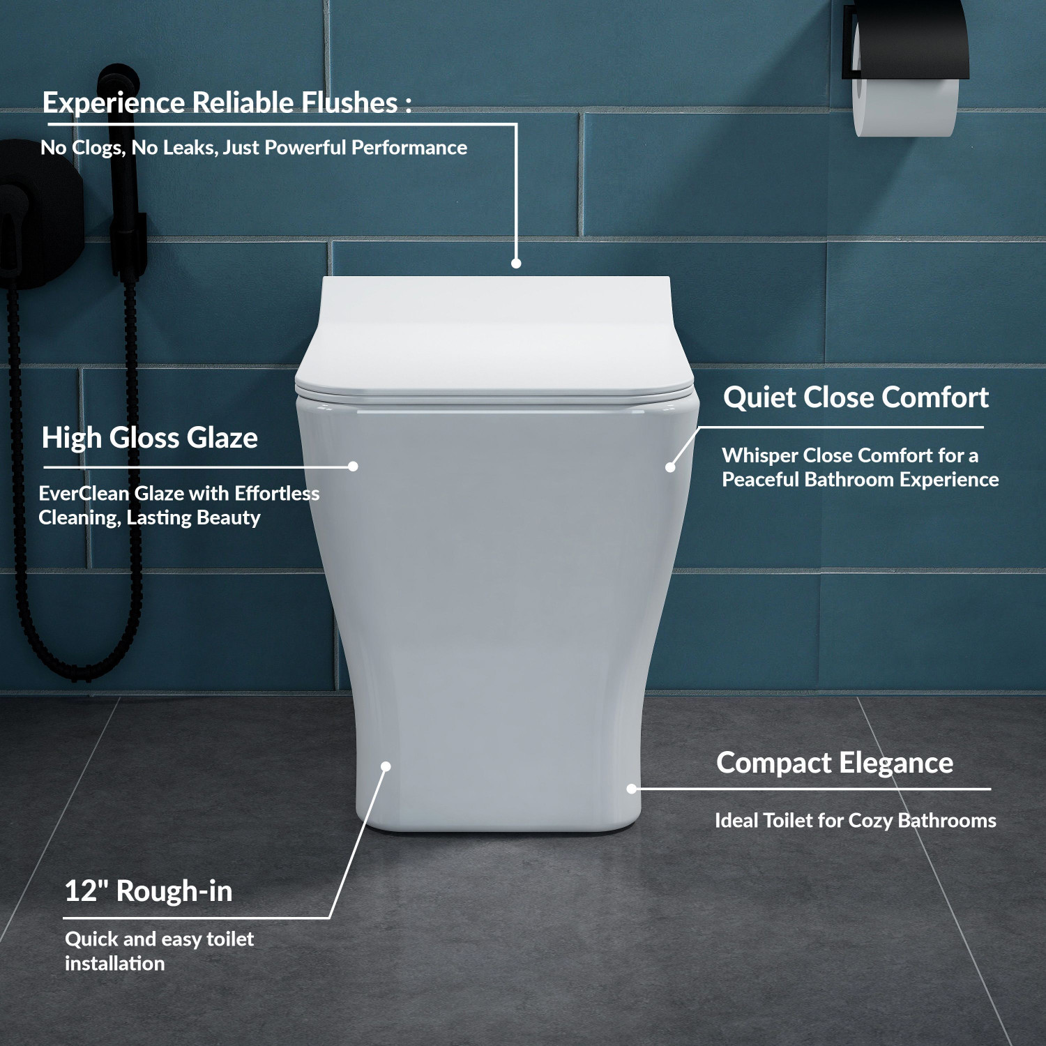 Image of Plantex Ceramic Commode For Toilet /Western Toilet With Soft Closing Toilet Seat S-Trap (APS-735) Western Commode