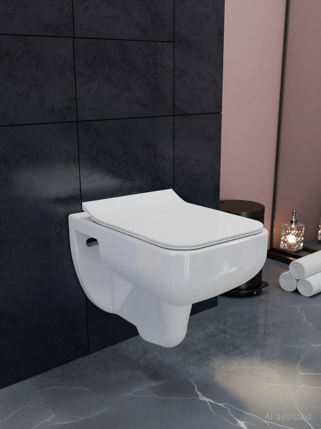 Image of Plantex Ceramic Wall Hung Western Toilet /Water Closet /Commode & Toilet Seat-P Trap (APS-780) Western Commode