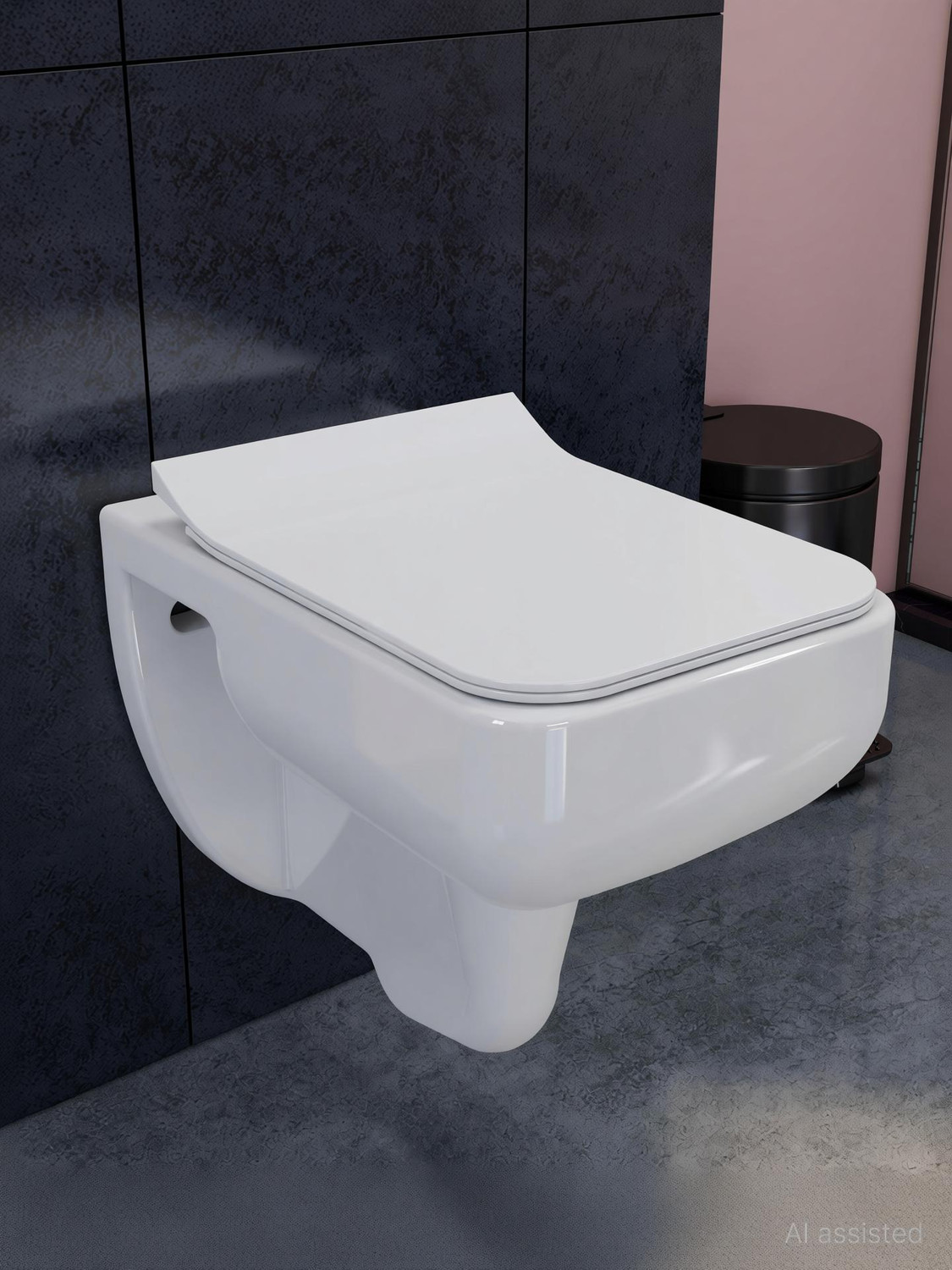 Image of Plantex Ceramic Wall Hung Western Toilet /Water Closet /Commode & Toilet Seat-P Trap (APS-780) Western Commode