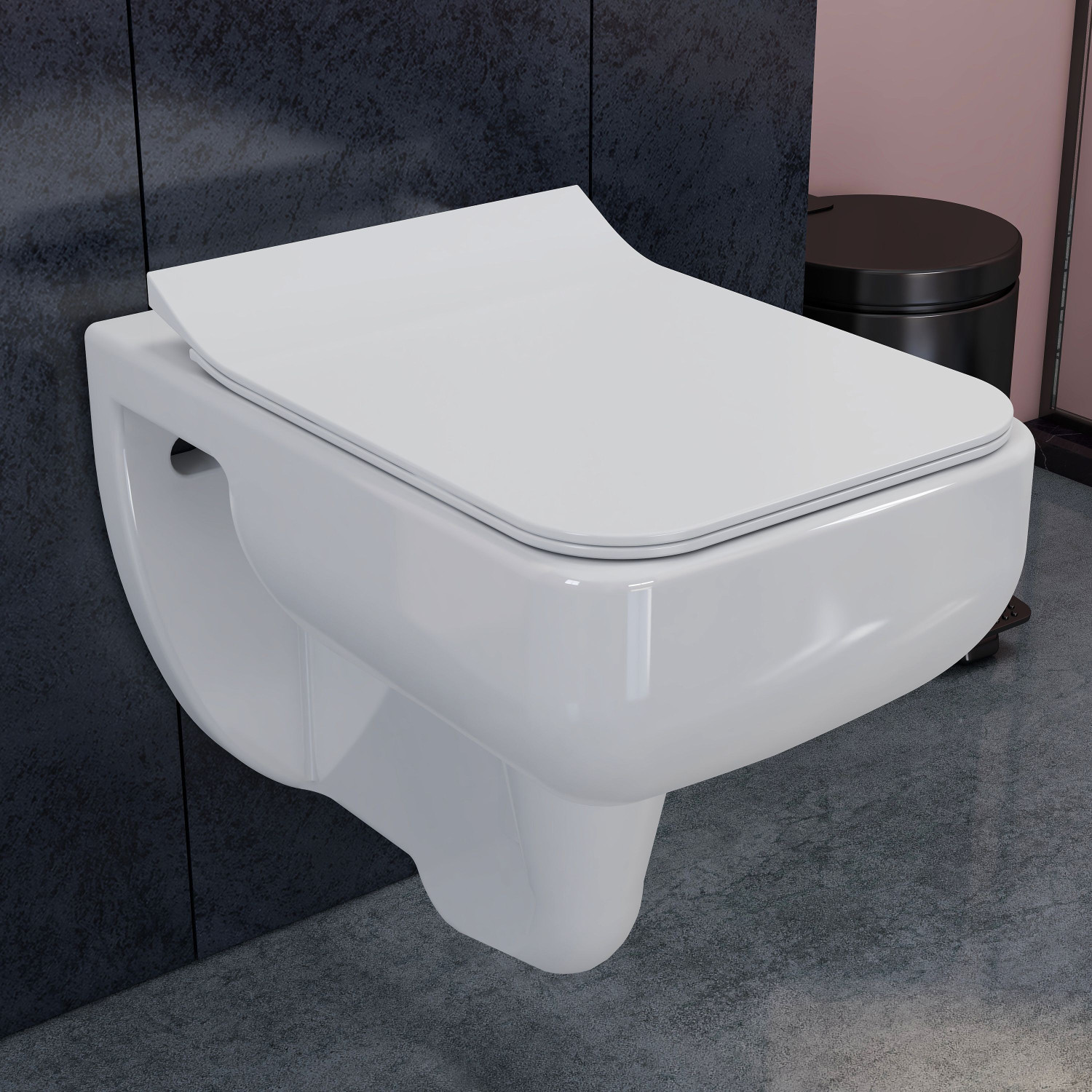 Image of Plantex Ceramic Wall Hung Western Toilet /Water Closet /Commode & Toilet Seat-P Trap (APS-780) Western Commode