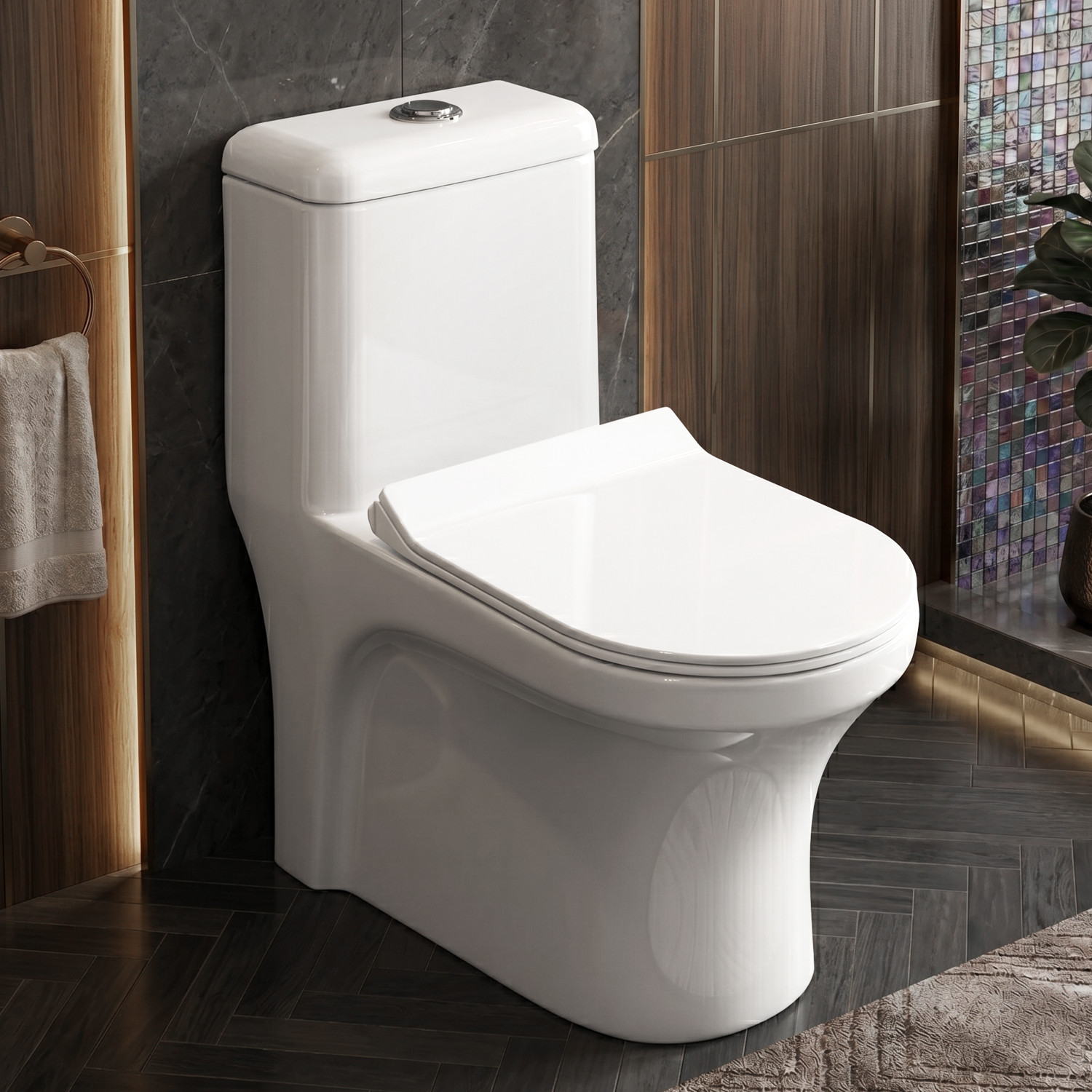 Image of Plantex Siphonic Flush System Ceramic Commode /S Trap Western Toilet with Siphonic Vacuum Flush /One Piece Western Commode With Soft Close Toilet Seat - (White, APS-1134) Western Commode