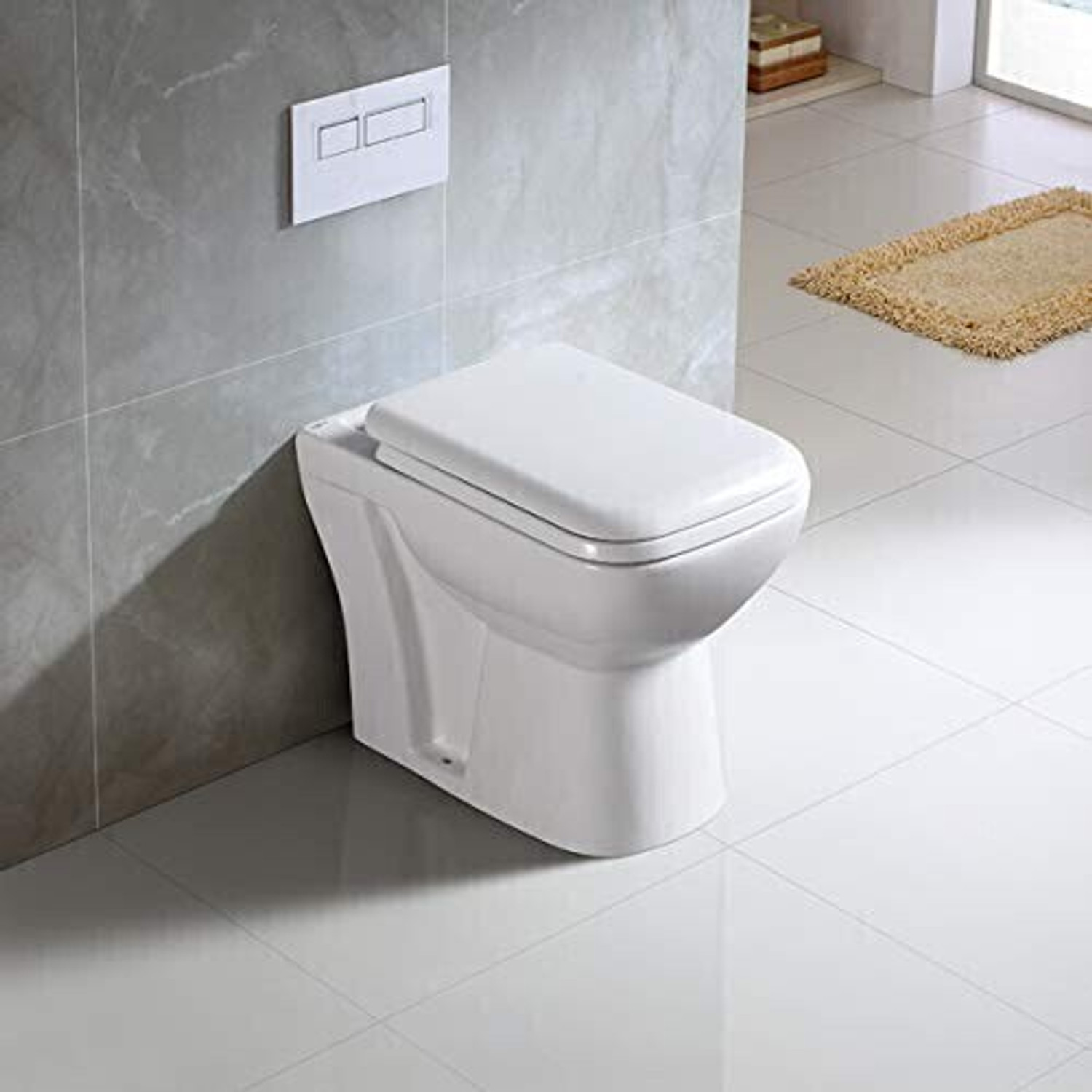 Image of Joyo Cera Floor Mounted Bathroom Commode Ceramic Floor Mounted European Water Closet /Western Toilet Commode /EWC With Slim Hydraulic Soft Close Seat Cover 54cm x 35cm x 41cm - White (P Trap) Western Commode