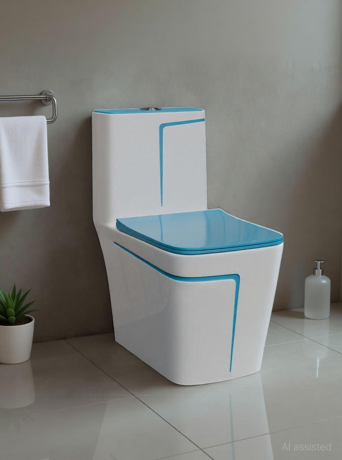 Image of Aimniwell International Western Commode | Premium One Piece Toilet | Soft Close Seat | Strong Flush S Trap | Western Bathroom Commode with Seat | Premium Quality Commode | AI2003 Western Commode