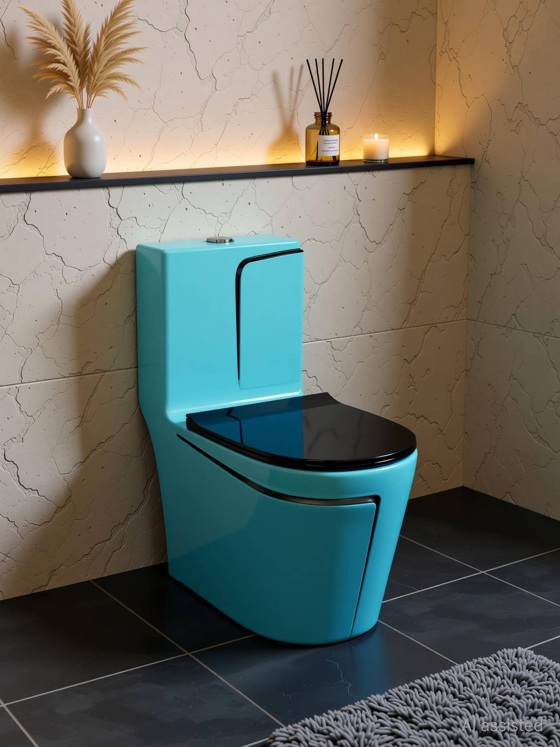 4VIEW One-Piece Western Commode | Modern Ceramic Water Closet with Soft Close Seat RM - 1012 | 660L x 375W x 740H mm Western Commode