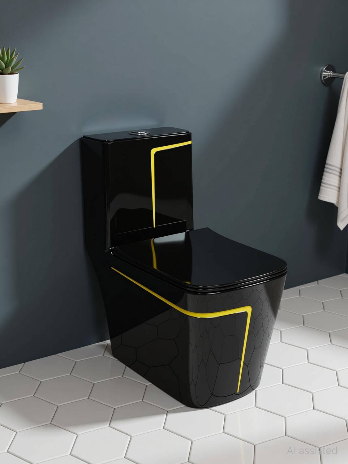 4VIEW One-Piece Western Commode | Modern Ceramic Water Closet with Soft Close Seat RM -2010 | 660L x 375W x 740H mm Western Commode