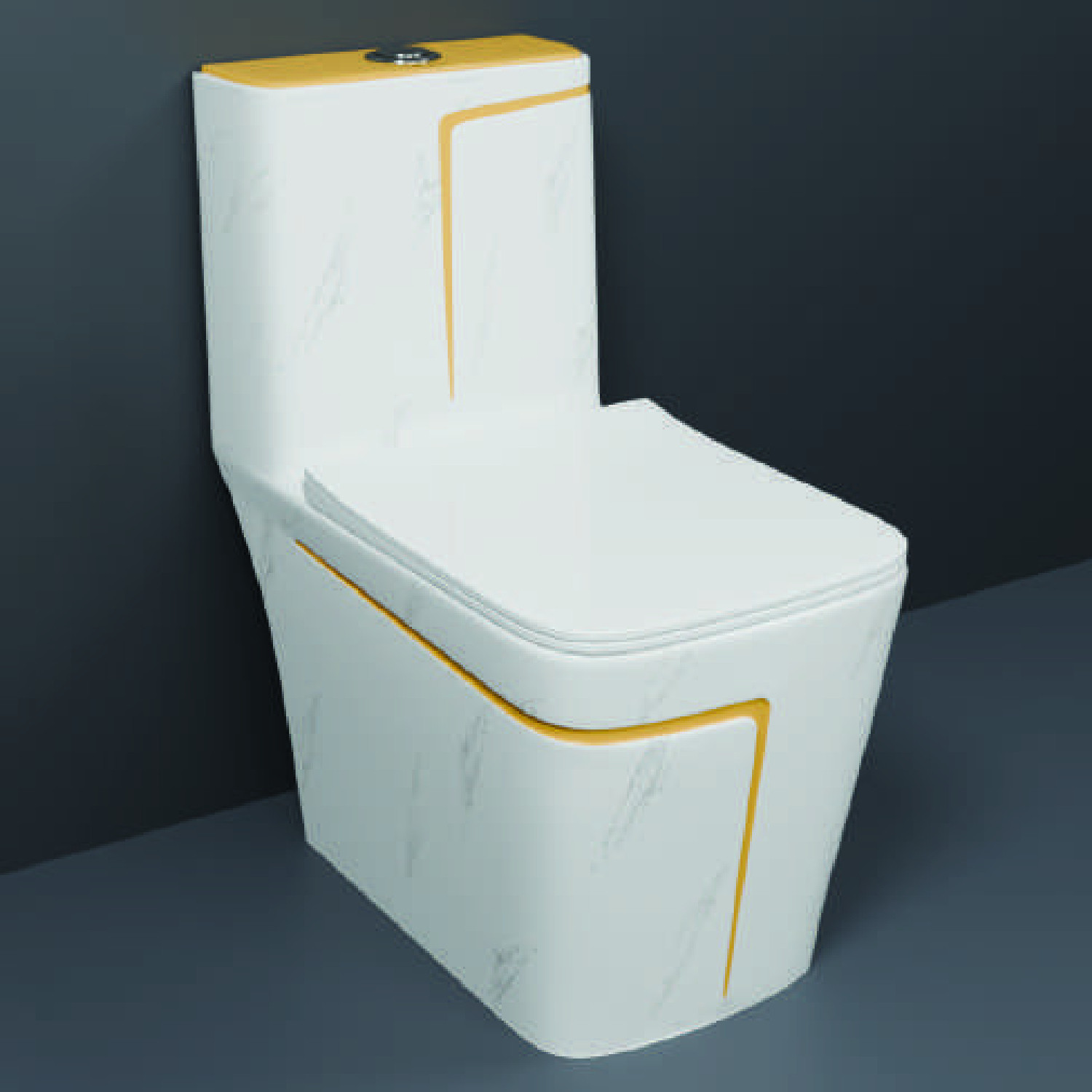 Image of AGOEN One-Piece Western Commode | Modern Ceramic Water Closet with Soft Close Seat RM -2008 | 660L x 375W x 740H mm Western Commode