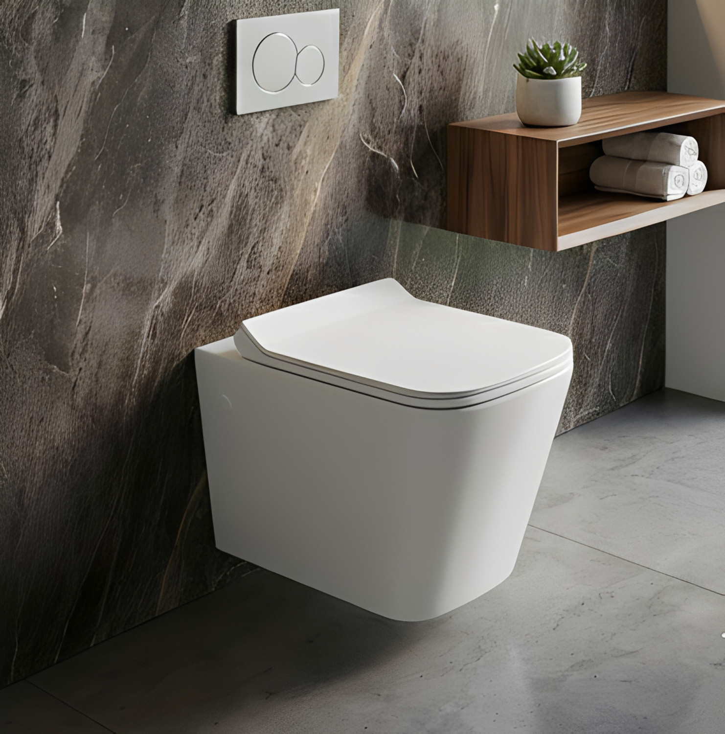 Image of BATHVERY Lama Wall Hung | Western Commode for Bathroom | Made For Ceramic | L-Key | Soft Close Feature | Water Saving Dual Flushing | 10-Year Glass Warranty Western Commode