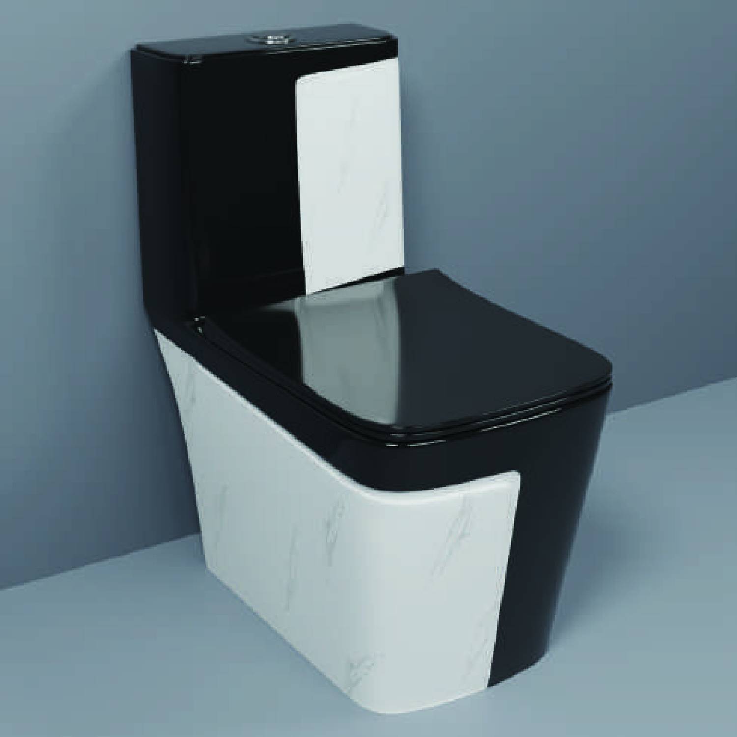 4VIEW One-Piece Western Commode | Modern Ceramic Water Closet with Soft Close Seat RM -2014 | 660L x 375W x 740H mm Western Commode