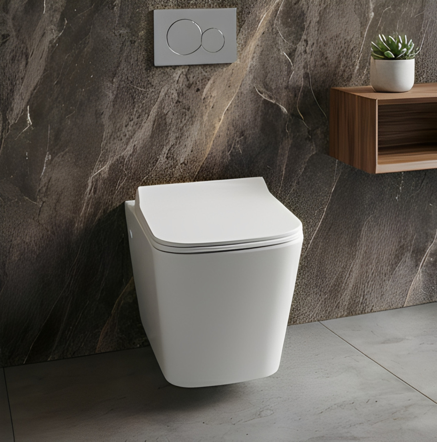 Image of BATHVERY Lama Wall Hung | Western Commode for Bathroom | Made For Ceramic | L-Key | Soft Close Feature | Water Saving Dual Flushing | 10-Year Glass Warranty Western Commode