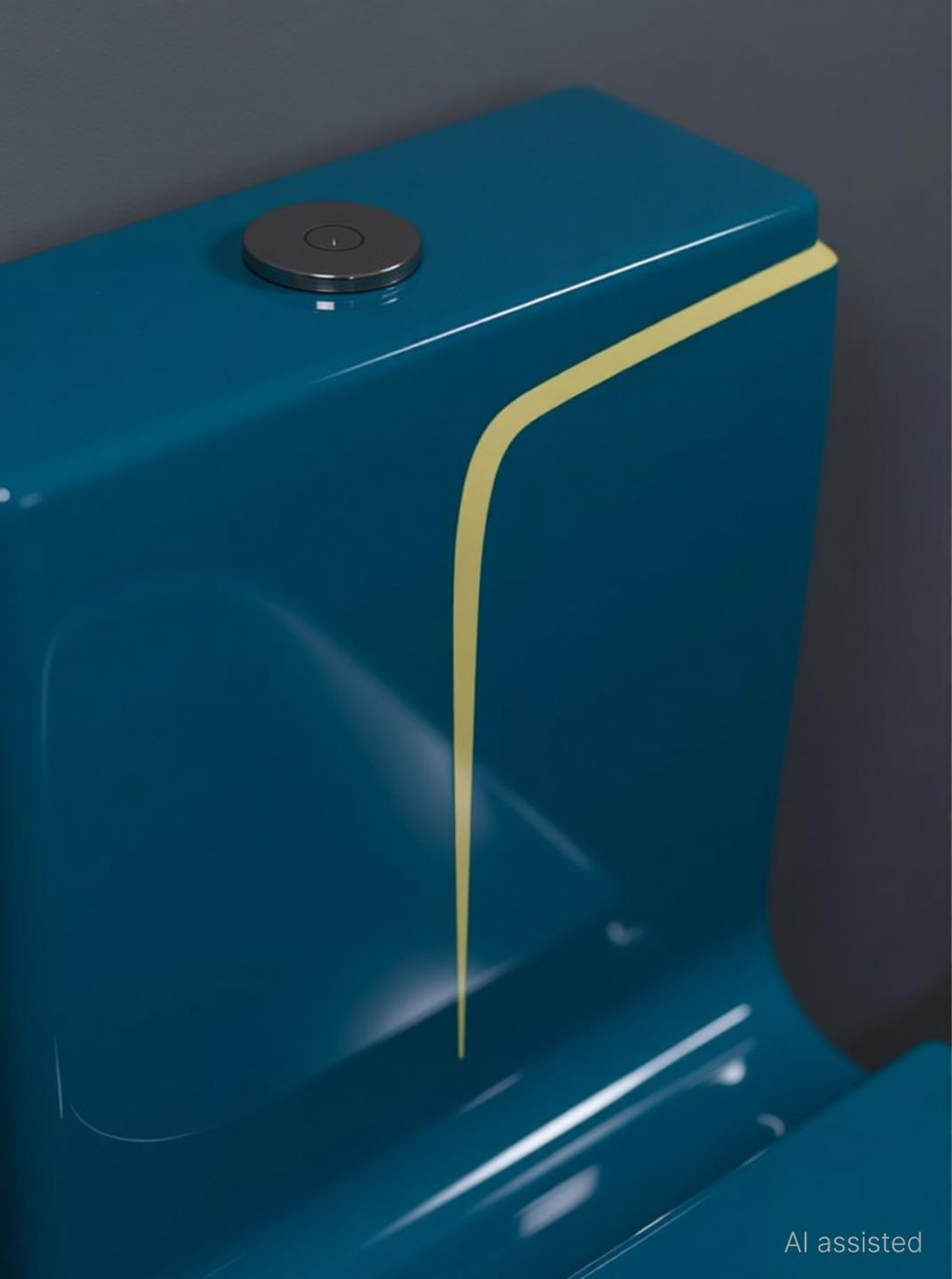 Image of SIORE Premium Quality 1026 Shining Royal Blue commode with Yellow Finishing Line And Round Flush Button Western Commode