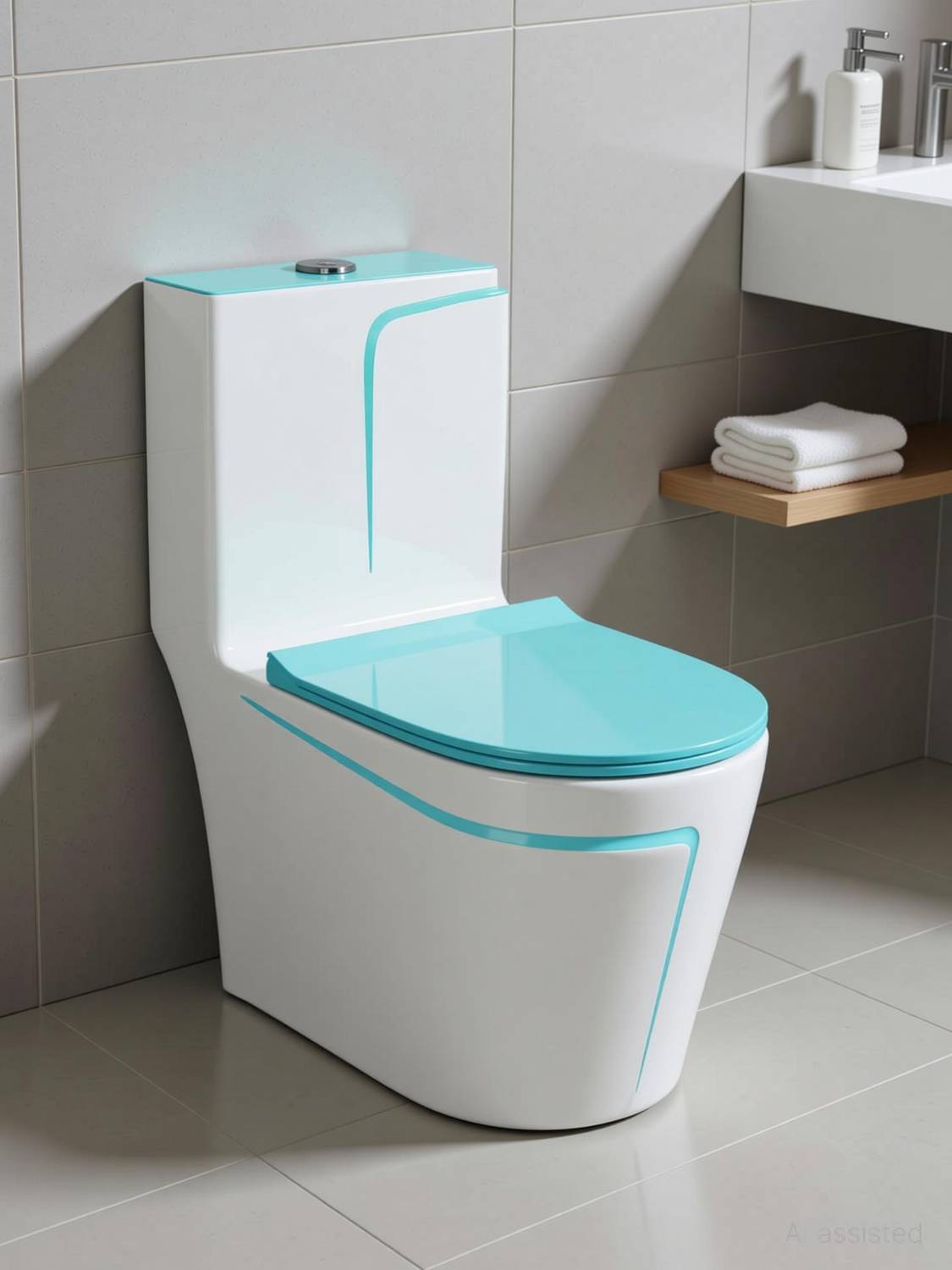 4VIEW One-Piece Western Commode | Modern Ceramic Water Closet with Soft Close Seat RM - 1003 | 660L x 375W x 740H mm Western Commode