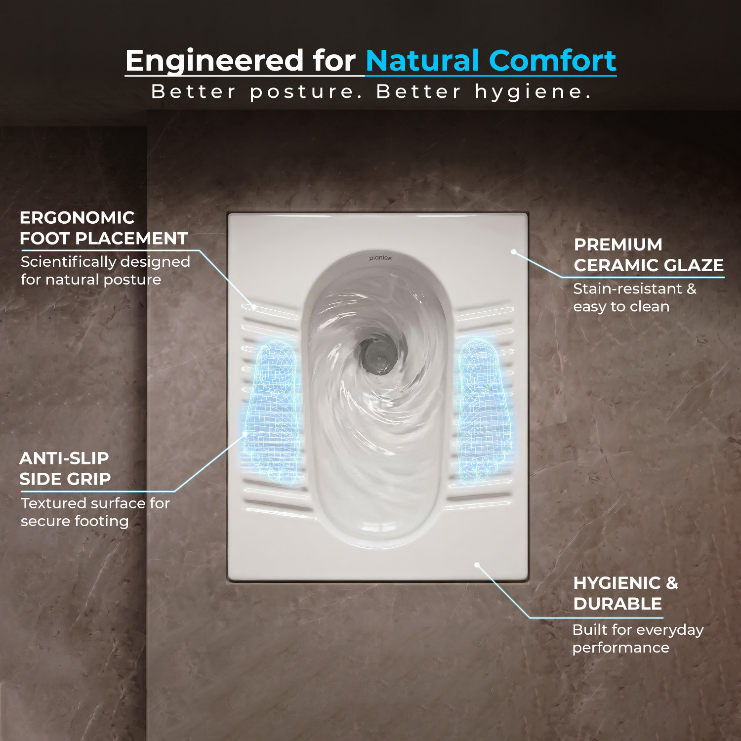 Image of Plantex Orrisa Pan for Bathroom /Indian Toilet Pan /Household Squatting Pan /Sintered Stone Indian Commode