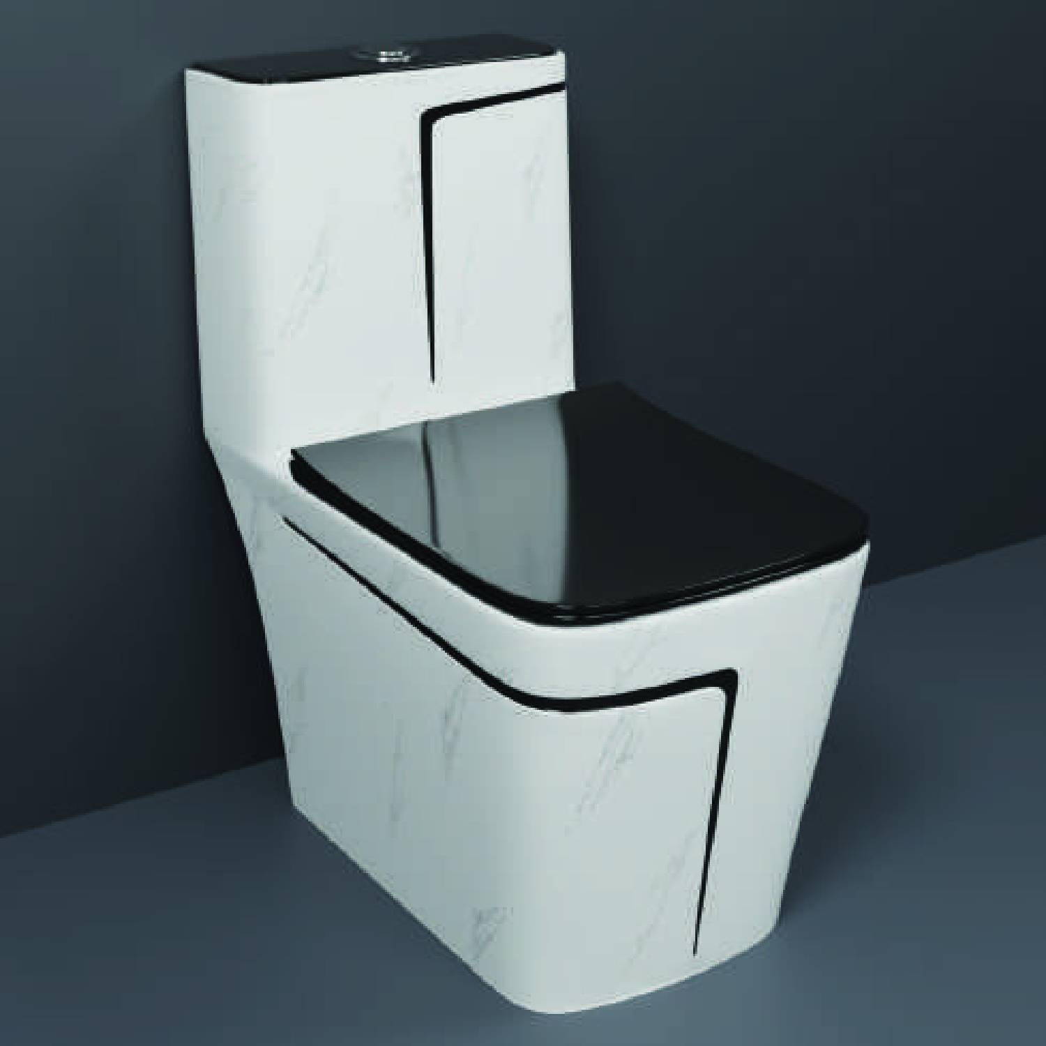 AGOEN One-Piece Western Commode | Modern Ceramic Water Closet with Soft Close Seat RM -2007 | 660L x 375W x 740H mm Western Commode