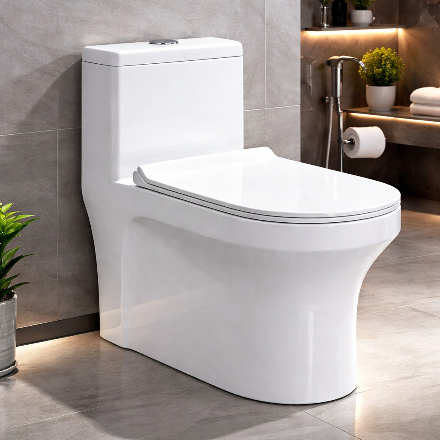 Image of CARA MARK One-Piece Ceramic Toilet with Dual-Flush|Soft-Close Seat Cover | one piece commode|commode for toilet| Western Commode