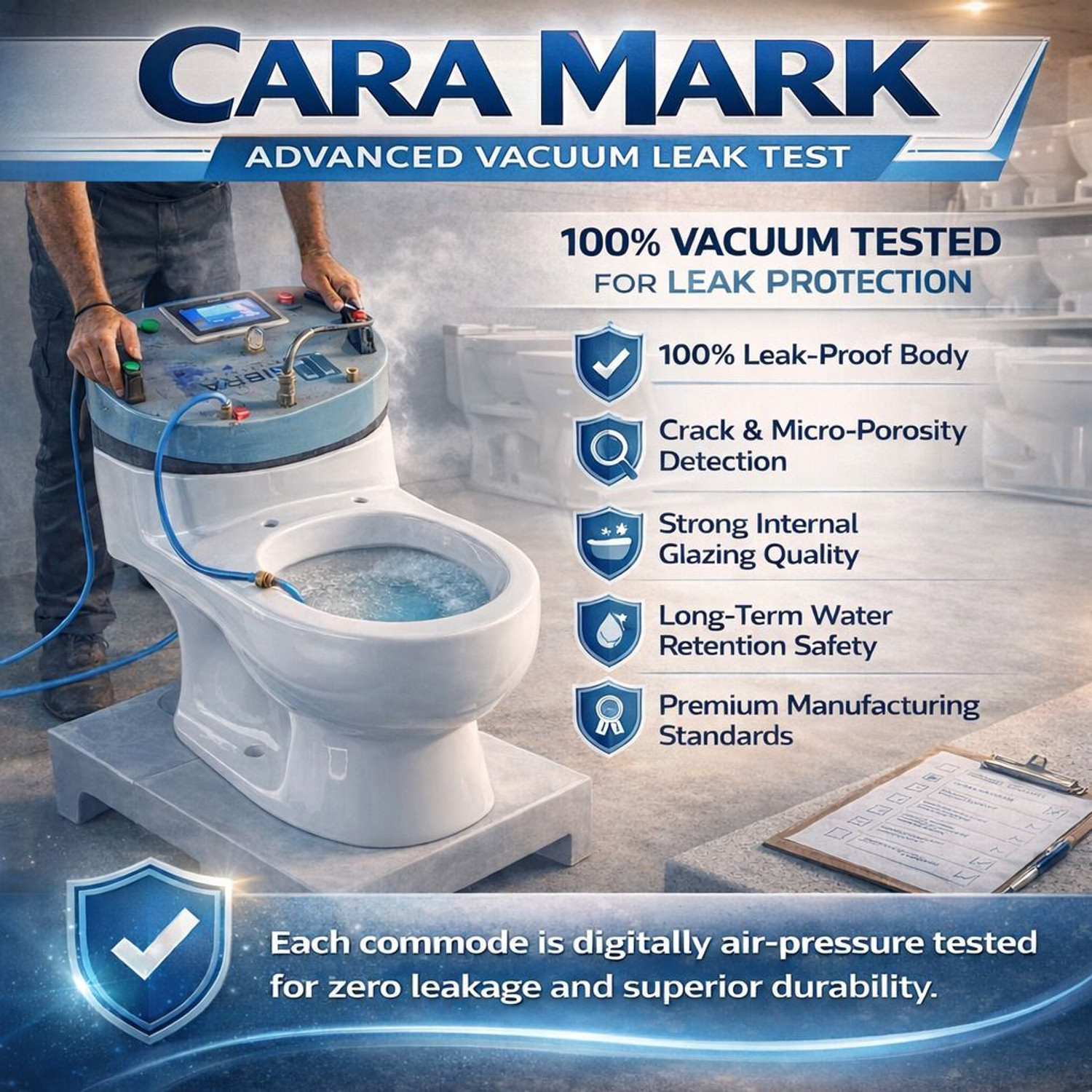 Image of CARA MARK One Piece Commode | Ceramic Toilet Seat | Modern Design | Compact Water Closet | Premium Grade Floor Mounted Western Toilet with soft close sheet cover Western Commode
