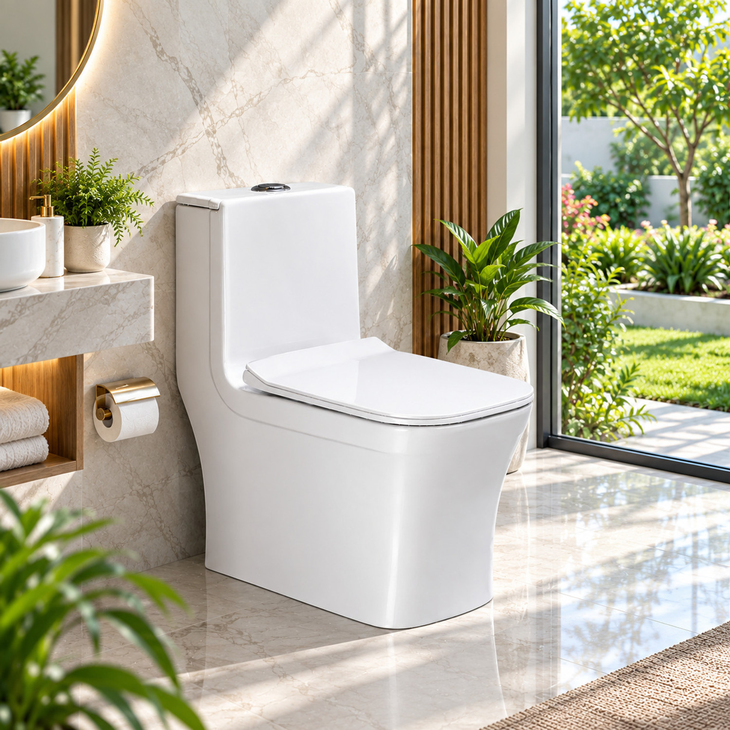 Image of CARA MARK Commode for Bathroom |RIMLESS TECHNOLOGY| Premium One-Piece Western Toilet Seat | Dual Flush | Soft-Close Seat | S-Trap | Western Commode (WHITE)