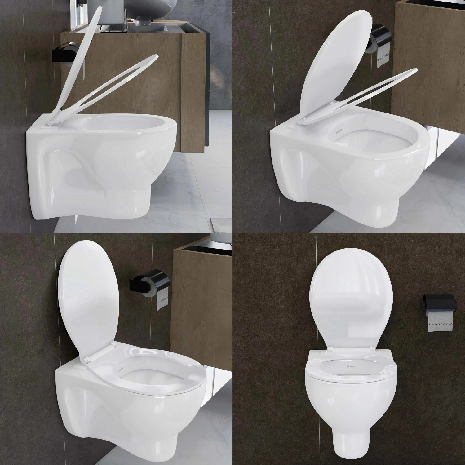 Image of Plantex Commode for Toilet /Ceramic Western Commode /Wall Hung Commode with Soft Closing Toilet Seat - P Trap (APS-3692, Caliber) Western Commode