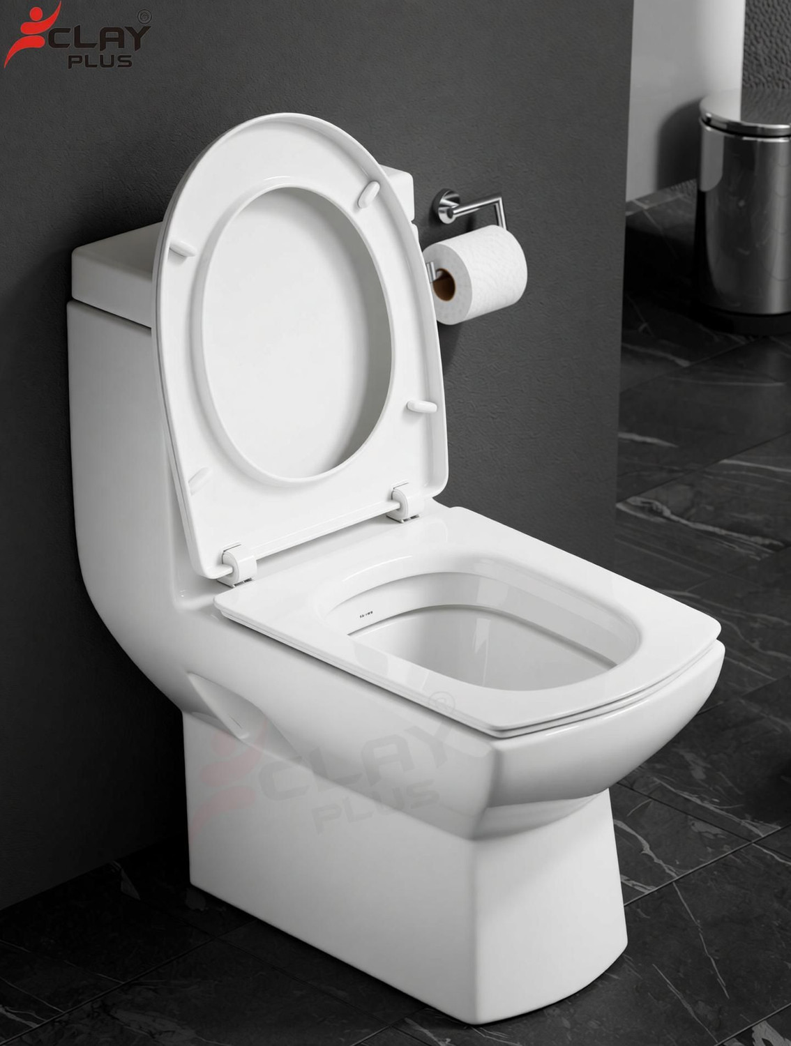 Image of clayplus Platinum Ceramic Western Toilet /Water Closet /Commode With Soft Close Toilet Seat PREMIUM GRADE FLOOR MOUNTED inchS inch TRAP ONE PIECE Western Commode