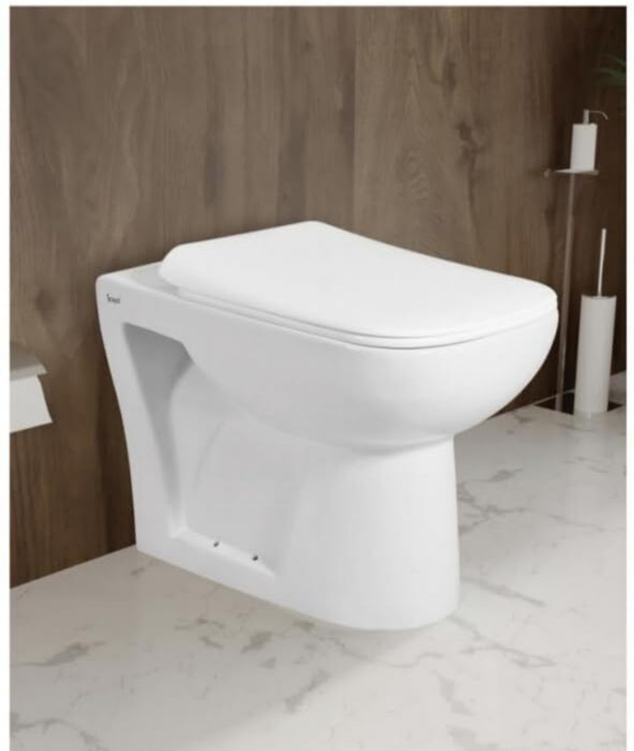 Image of Joyo Cera Floor Mounted Bathroom Commode Ceramic Floor Mounted European Water Closet /Western Toilet Commode /EWC With Slim Hydraulic Soft Close Seat Cover 54cm x 35cm x 41cm - White (P Trap) Western Commode