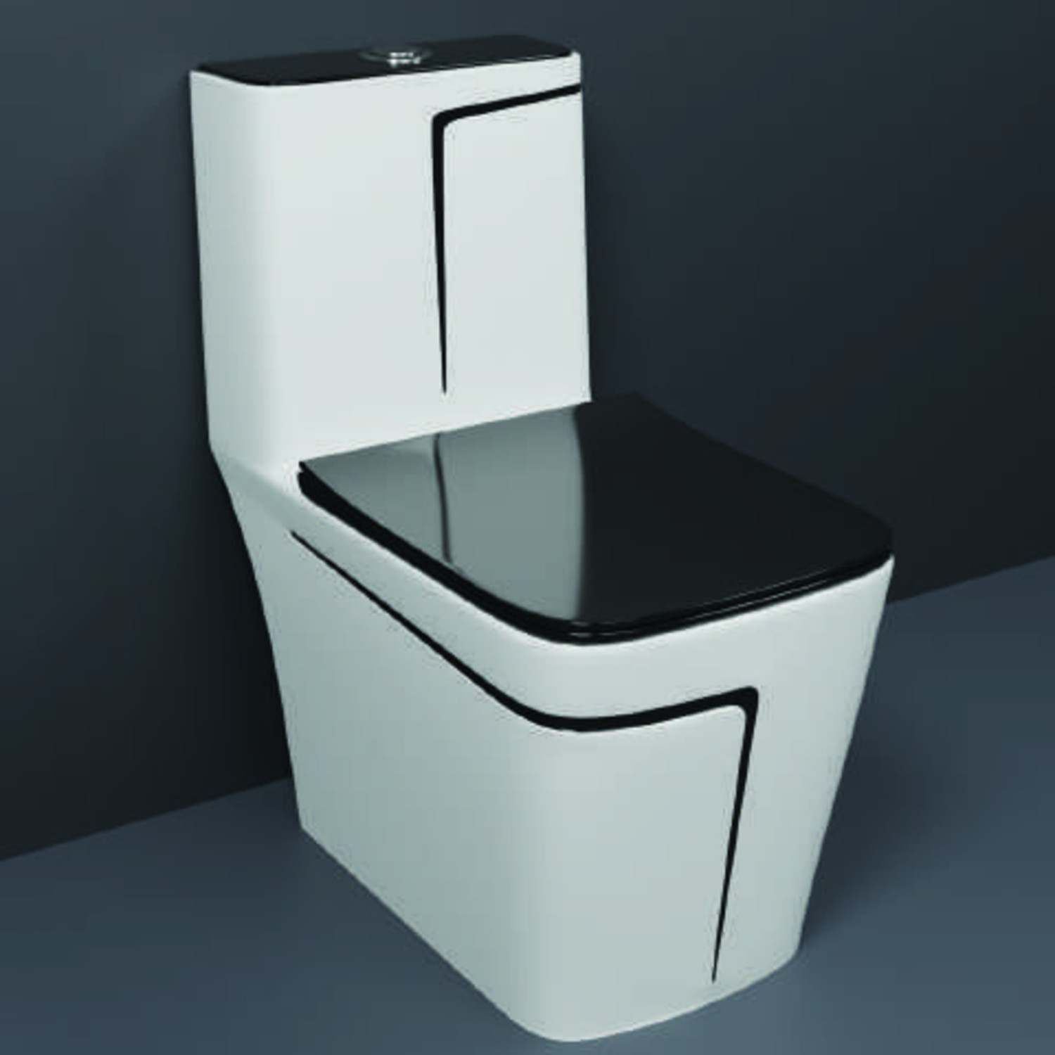 Image of AGOEN One-Piece Western Commode | Modern Ceramic Water Closet with Soft Close Seat RM -2001 | 660L x 375W x 740H mm Western Commode