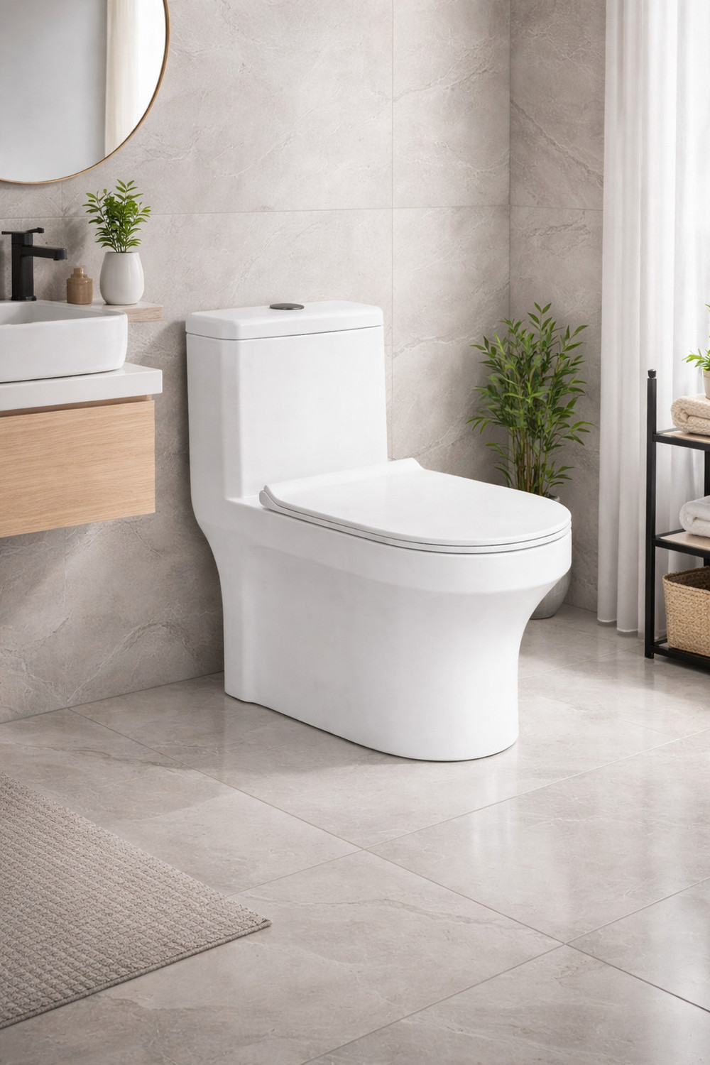 Image of CARA MARK One Piece Commode | Ceramic Toilet Seat | Modern Design | Compact Water Closet | Premium Grade Floor Mounted Western Toilet with soft close sheet cover Western Commode