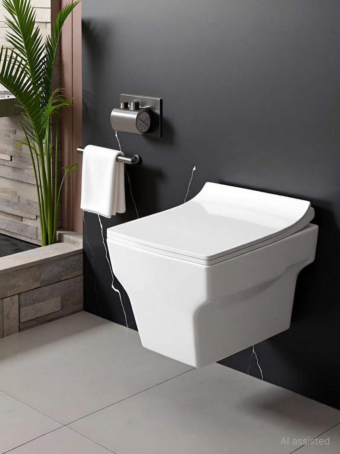 Image of JABON BAGNO Ceramic Western Toilet /Wall Hung Commode /Soft Closing Toilet Seat /P Trap - White Wall Hung Western Commode