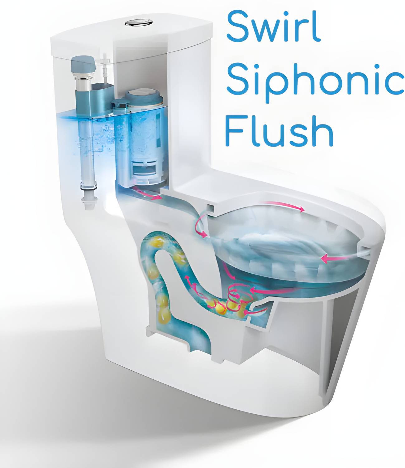 Eden Bath/S TRAP 23cm OR 9inch/ RIMLESS/ Swirl Siphonic Flush
