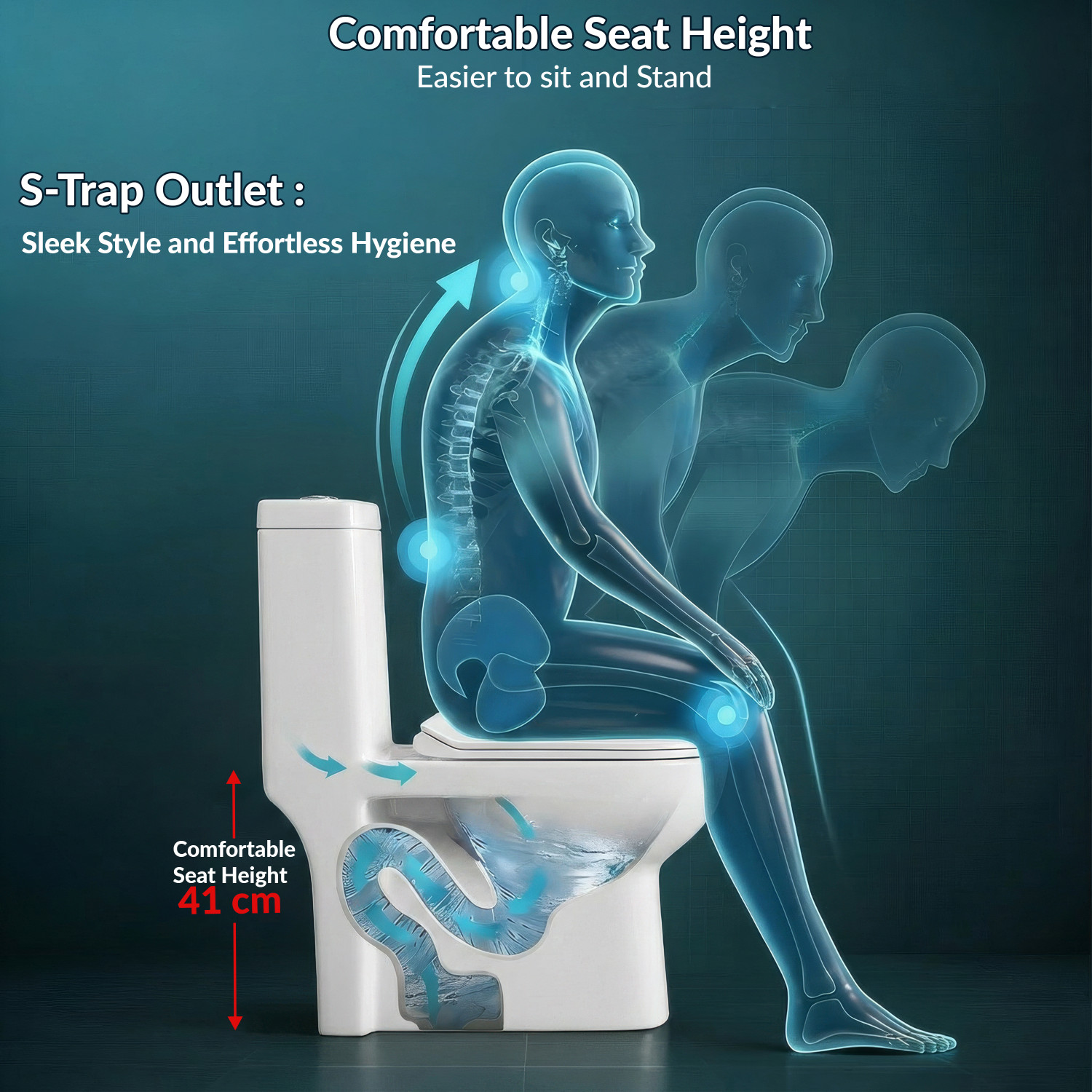Image of Plantex Commode for Toilet /Ceramic One Piece Toilet /Washdown Flush Commode with Soft Closing Toilet Seat - S Trap (White, APS-1111, Ultra) Western Commode