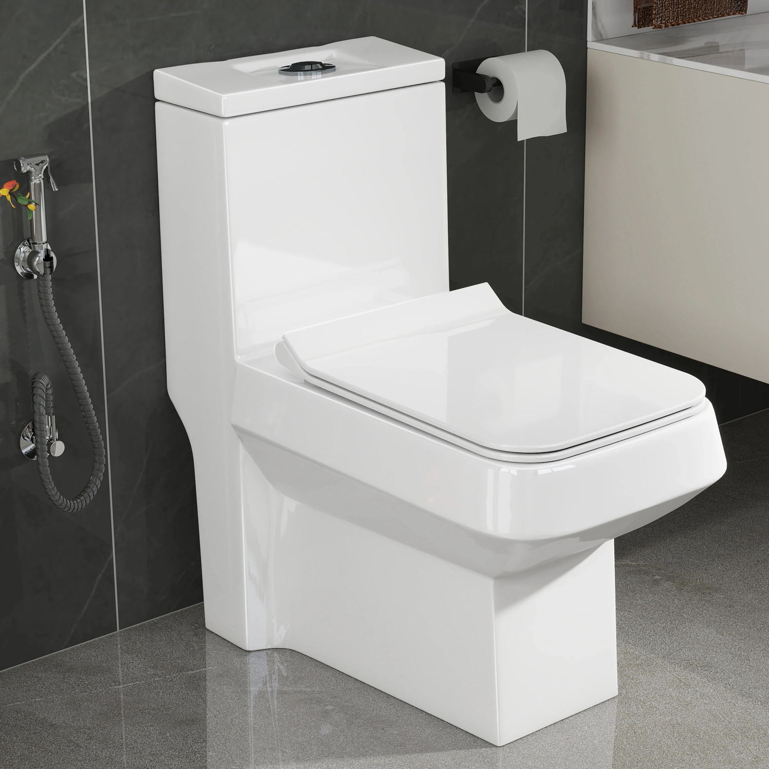 Image of Plantex Commode for Toilet /One Piece Western Toilet with Rim Wash-Down Flush / Soft Closing Toilet Seat - S Trap - (TORO) Western Commode