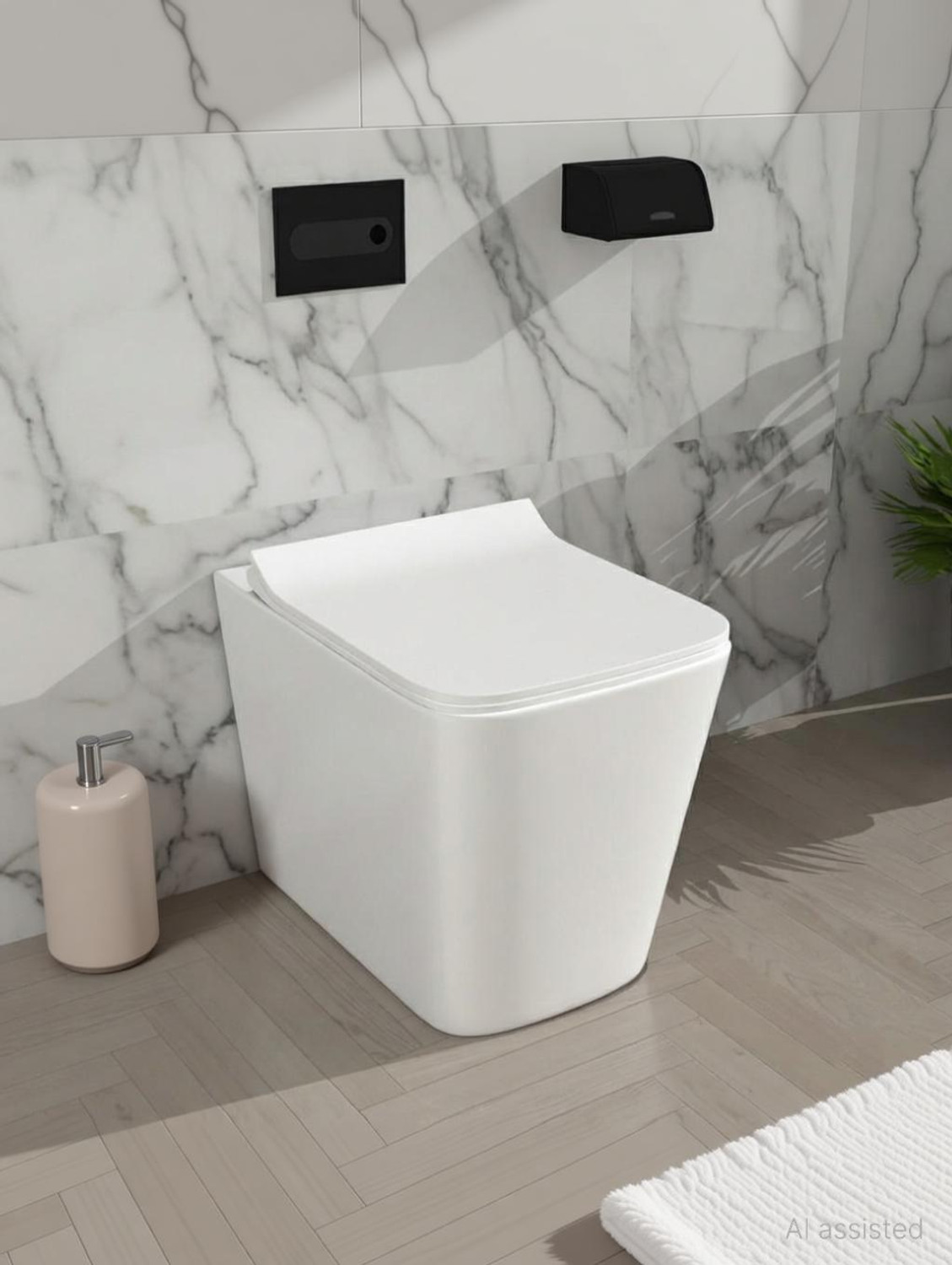 Image of Moro REVEL 02 Rimless Flor Mounted| Anti-Bacterial Glaze | Soft Close Seat Cover (PP) | S-Trap Western Commode