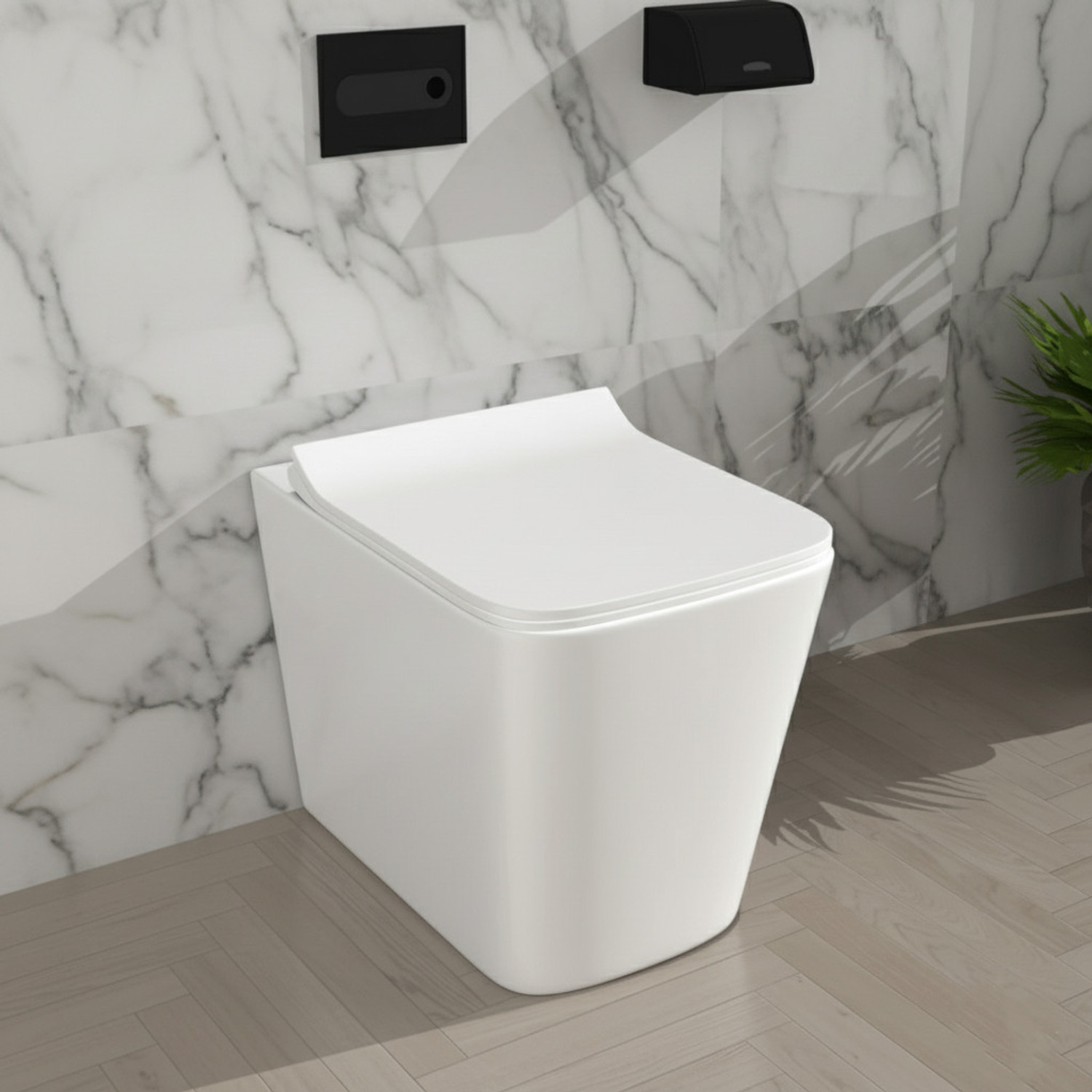 Image of Moro REVEL 02 Rimless Flor Mounted| Anti-Bacterial Glaze | Soft Close Seat Cover (PP) | S-Trap Western Commode