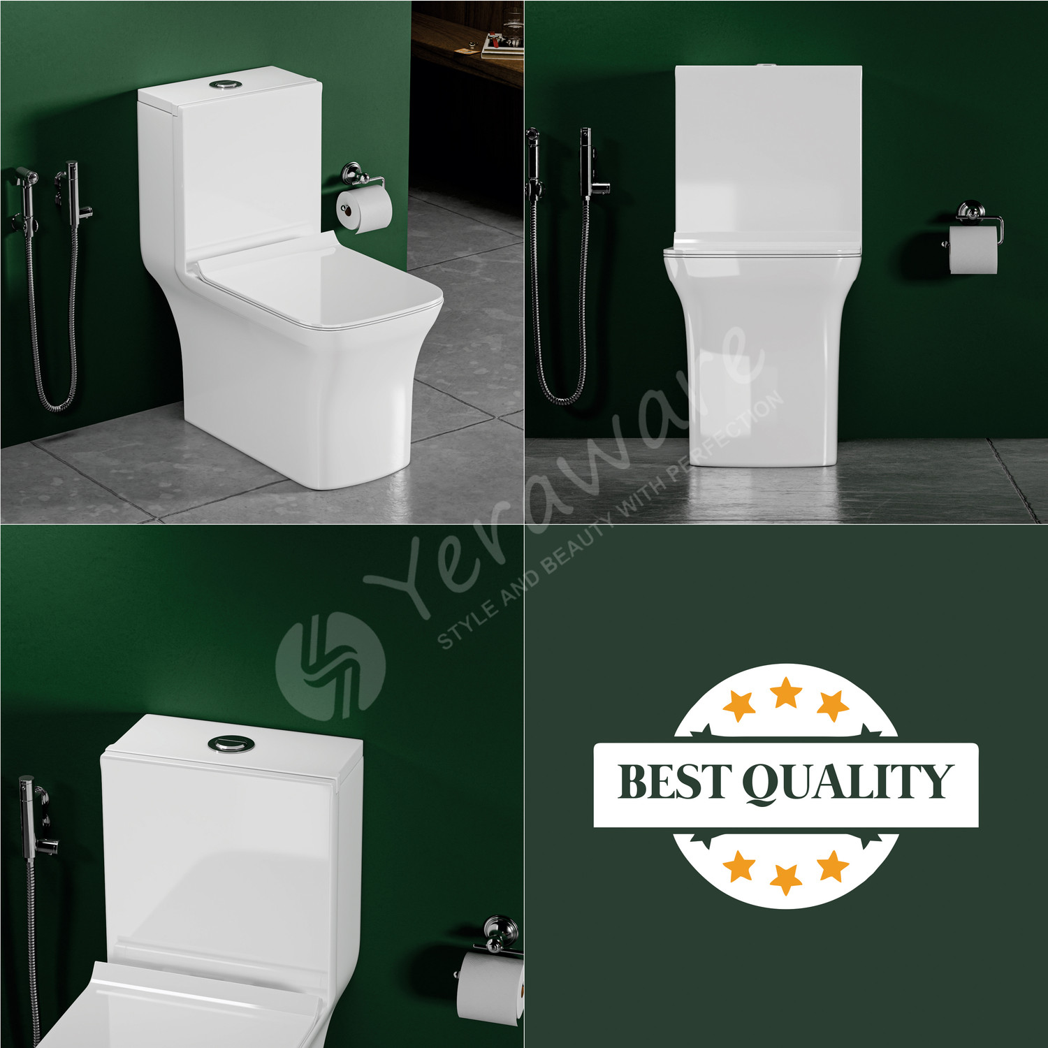 Image of yeraware PREMIUM CERAMIC MATERIAL ONE PIECE COMMODE WITH DUAL FLUSH SYSTEM 65X35X71 CM Western Commode