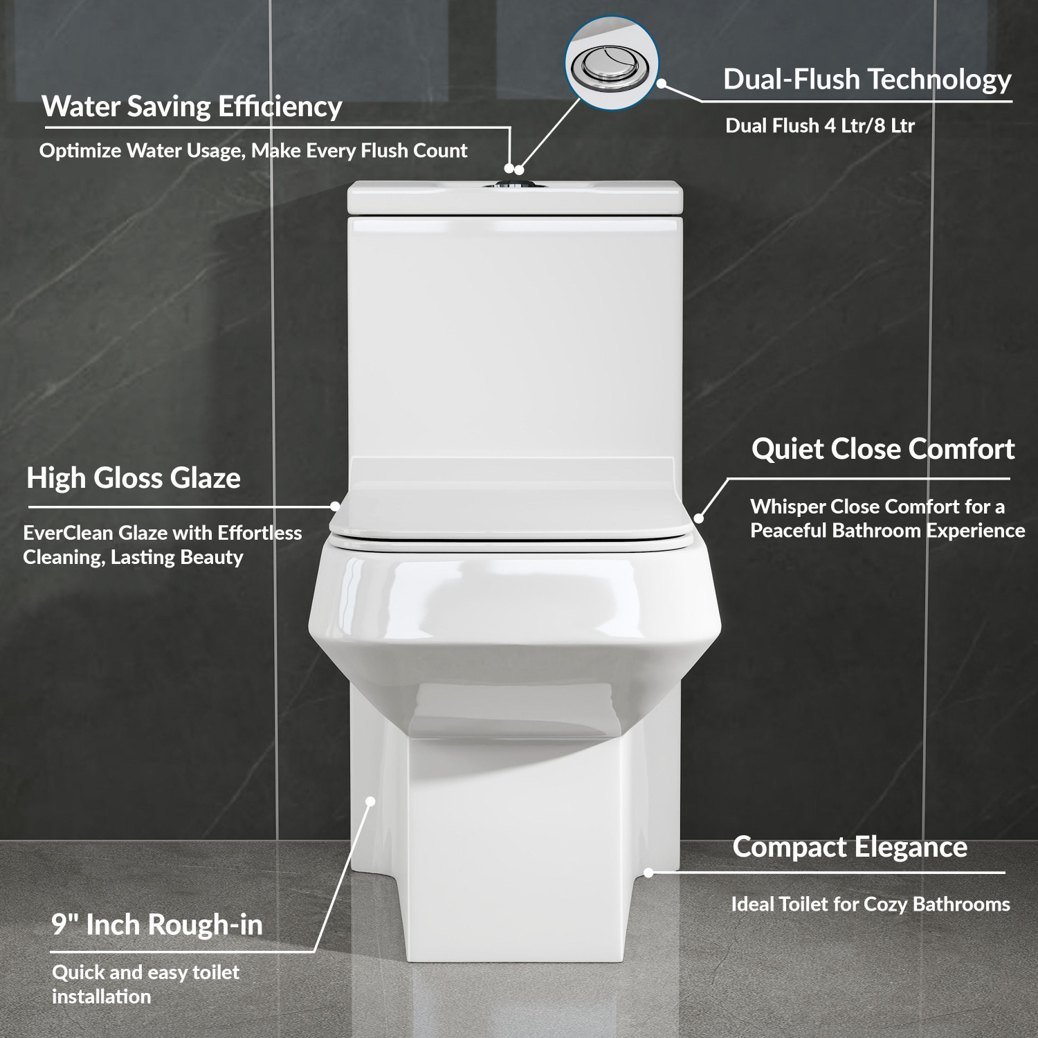 Image of Plantex Commode for Toilet /One Piece Western Toilet with Rim Wash-Down Flush / Soft Closing Toilet Seat - S Trap - (TORO) Western Commode