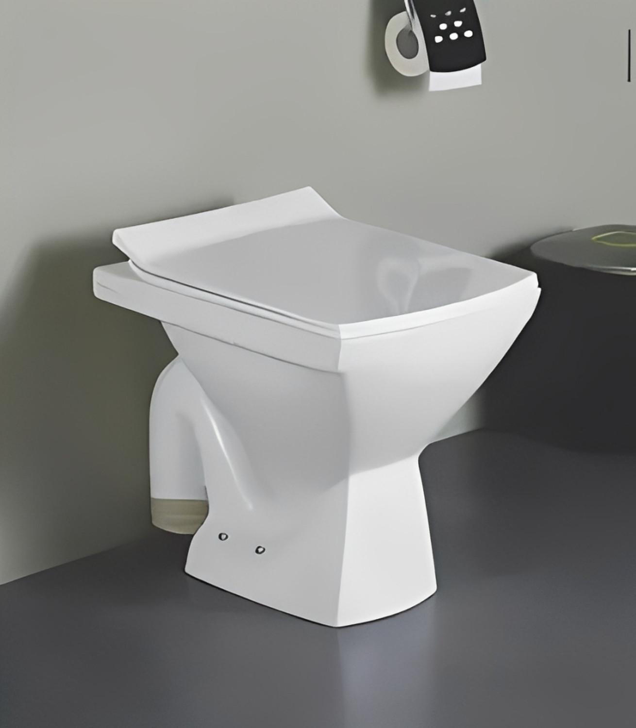 Image of Bathflow sq.ewc wash down Flushing system | Western Commode for Bathroom | Compact flor Mounted with Soft Close Seat Cover | made for ceramic Western Commode