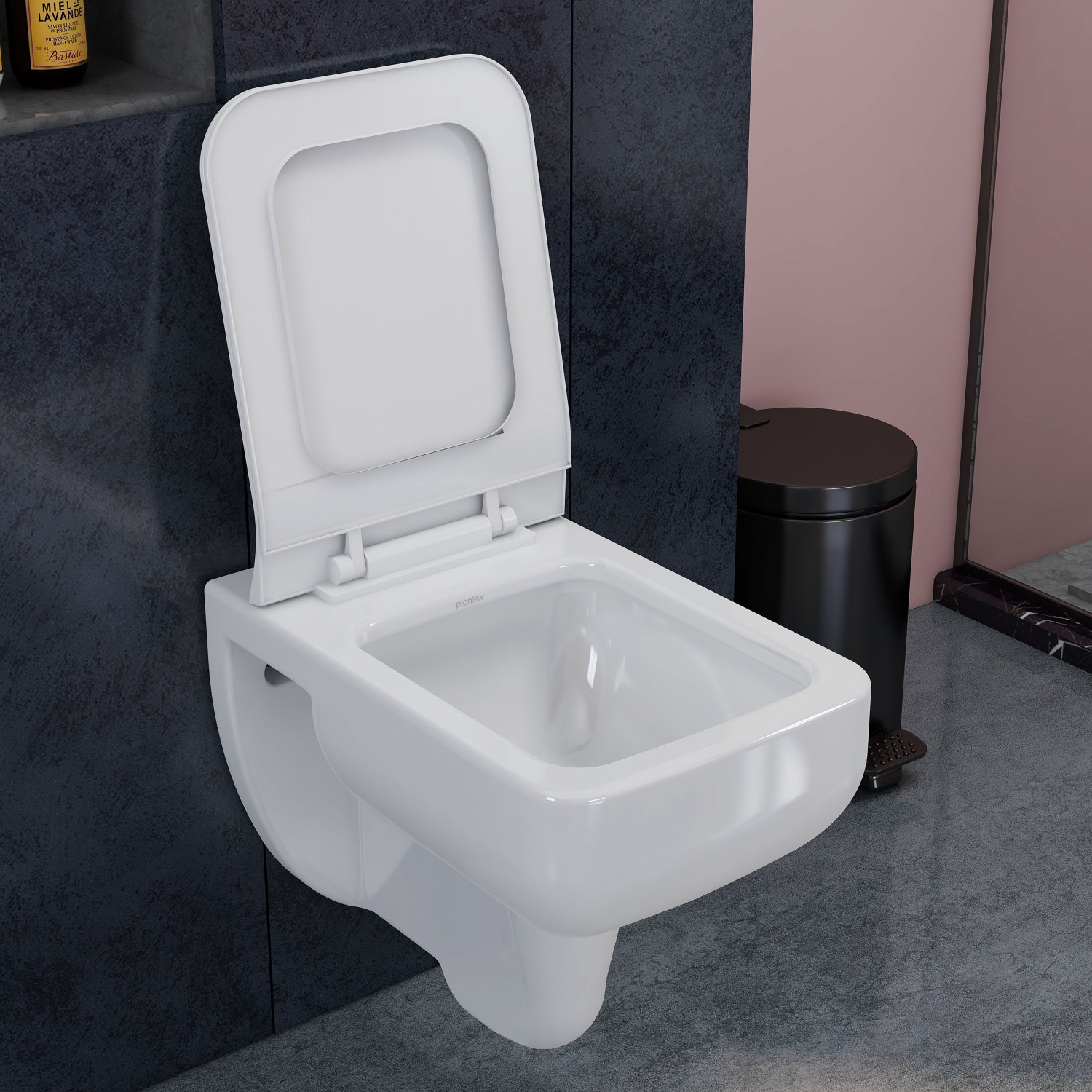 Image of Plantex Ceramic Wall Hung Western Toilet /Water Closet /Commode & Toilet Seat-P Trap (APS-780) Western Commode