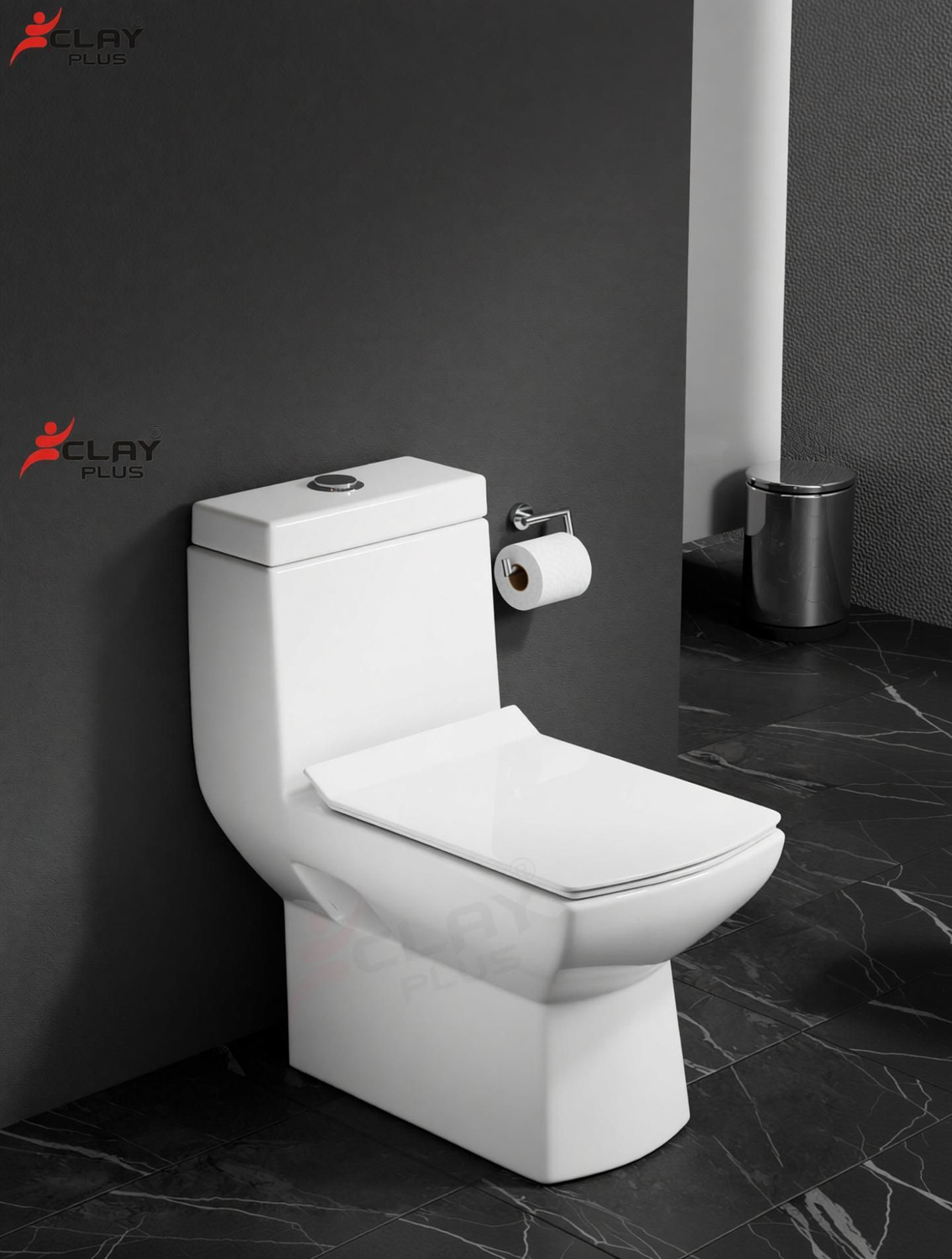 Image of clayplus Platinum Ceramic Western Toilet /Water Closet /Commode With Soft Close Toilet Seat PREMIUM GRADE FLOOR MOUNTED inchS inch TRAP ONE PIECE Western Commode