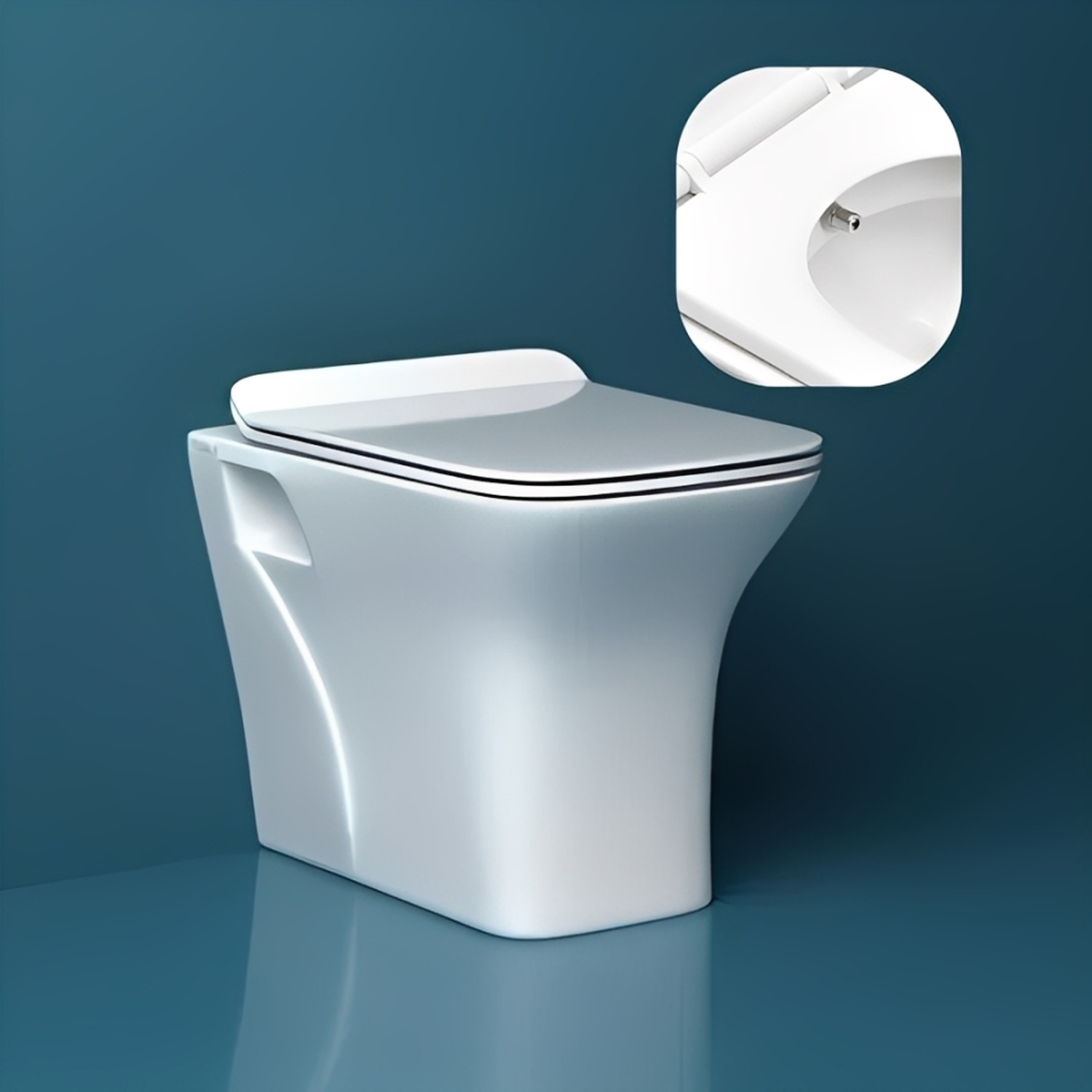 Image of Moro Flinch Italian Collection Element Western Commode for Bathroom with Inbuilt Jet | Made of Ceramic | Soft Close | Dual Flush Water Saving | Western Commode