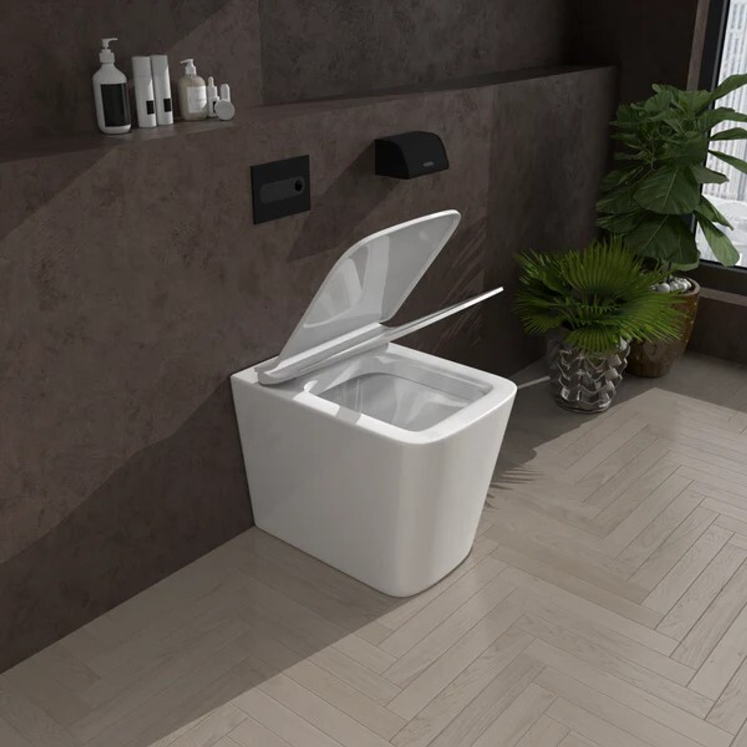 Image of Moro REVEL Rimless Flor Mounted| Anti-Bacterial Glaze | Soft Close Seat Cover (PP) | S-Trap Western Commode