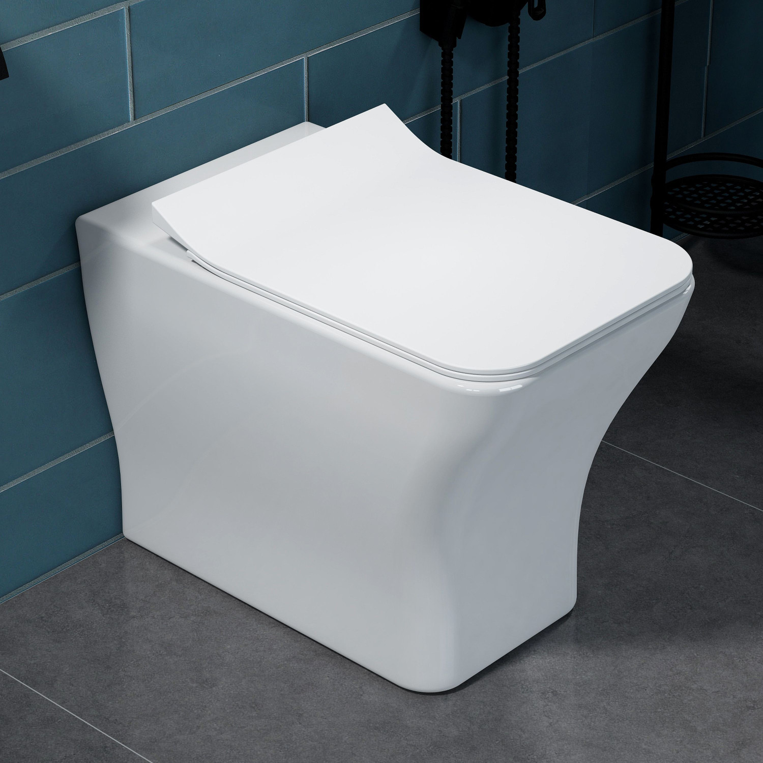 Image of Plantex Ceramic Commode For Toilet /Western Toilet With Soft Closing Toilet Seat S-Trap (APS-735) Western Commode