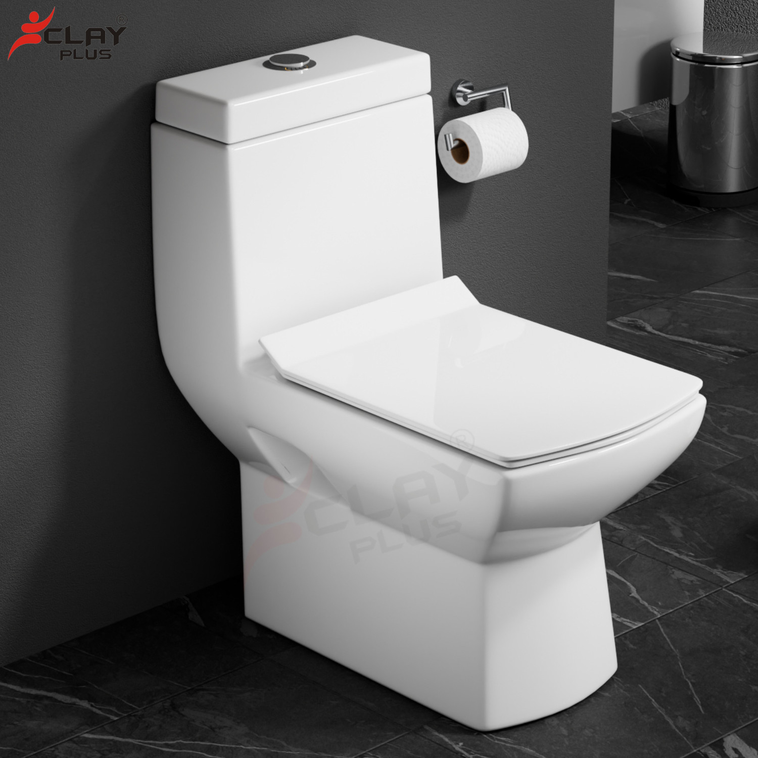 Image of clayplus Platinum Ceramic Western Toilet /Water Closet /Commode With Soft Close Toilet Seat PREMIUM GRADE FLOOR MOUNTED inchS inch TRAP ONE PIECE Western Commode