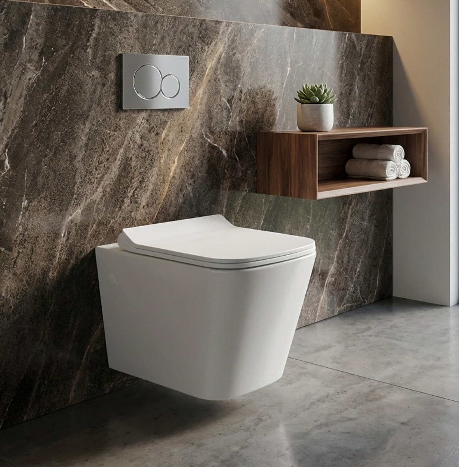 Image of BATHVERY Lama Wall Hung | Western Commode for Bathroom | Made For Ceramic | L-Key | Soft Close Feature | Water Saving Dual Flushing | 10-Year Glass Warranty Western Commode