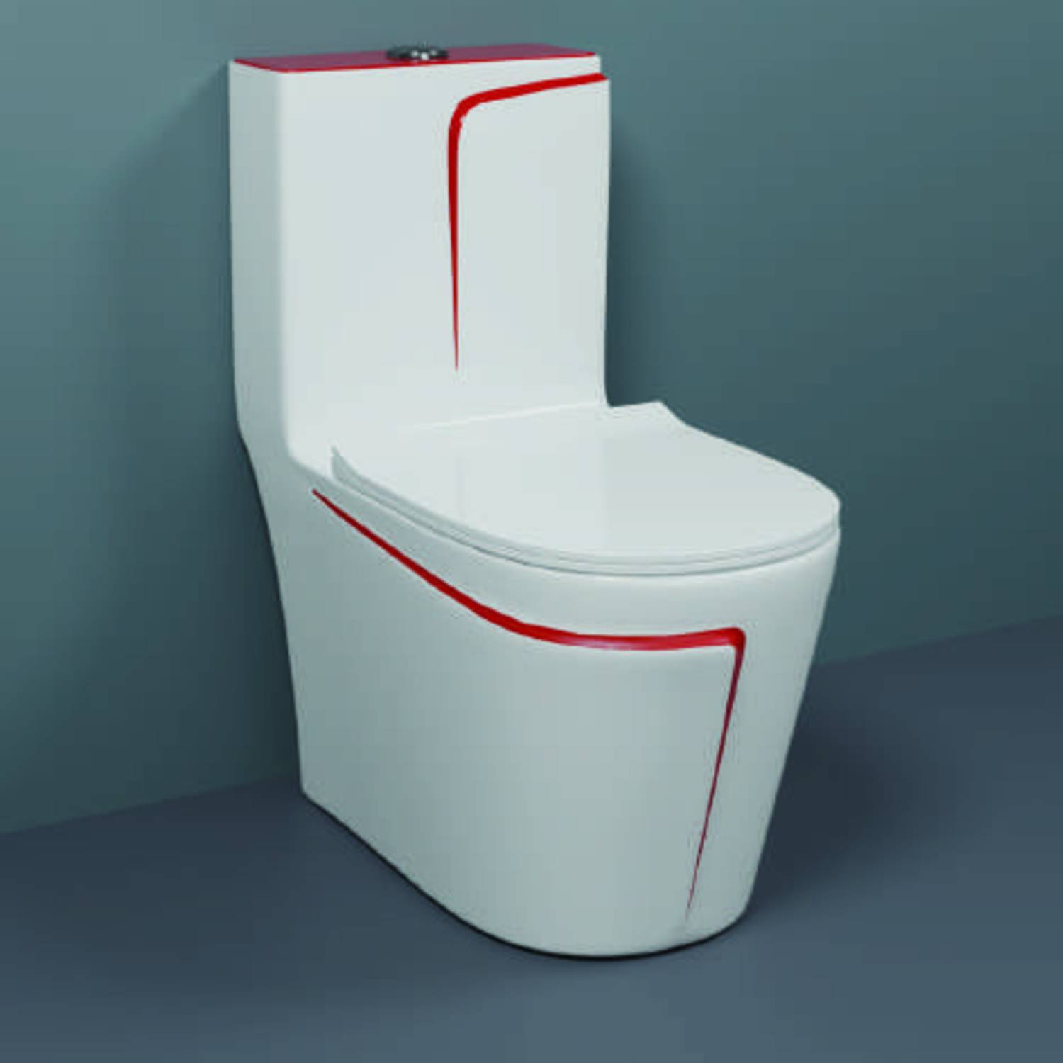 4VIEW One-Piece Western Commode | Modern Ceramic Water Closet with Soft Close Seat RM - 1004 | 660L x 375W x 740H mm Western Commode