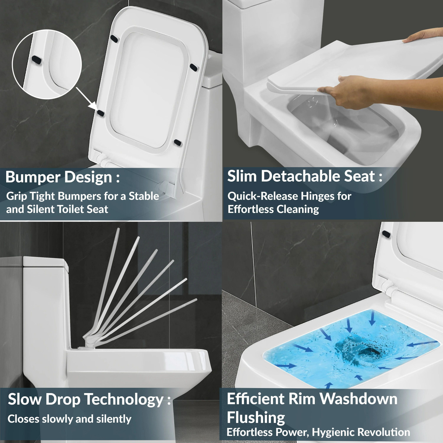 Image of Plantex Commode for Toilet /One Piece Western Toilet with Rim Wash-Down Flush / Soft Closing Toilet Seat - S Trap - (TORO) Western Commode