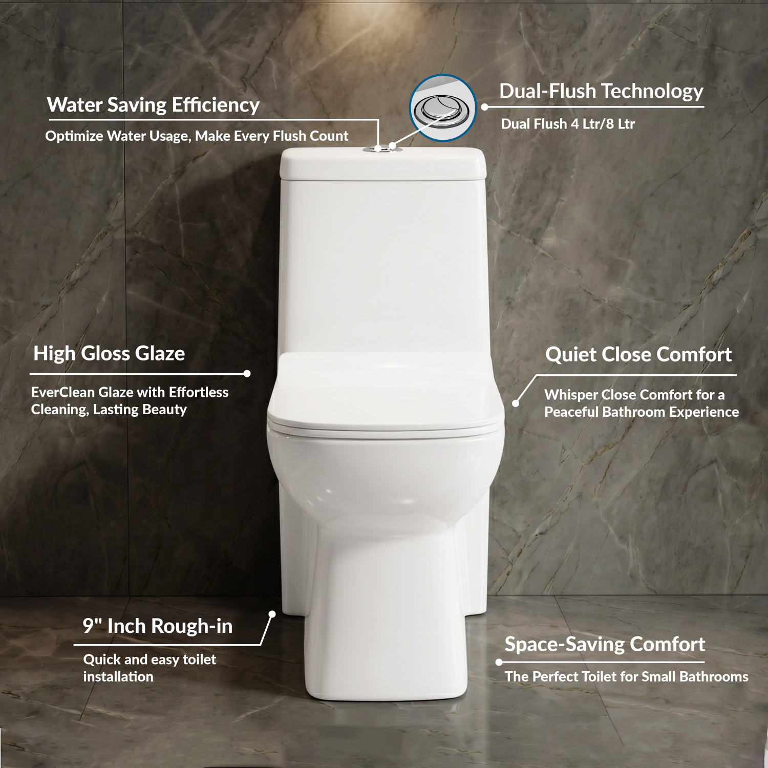 Image of Plantex Commode for Toilet /Ceramic One Piece Toilet /Washdown Flush Commode with Soft Closing Toilet Seat - S Trap (White, APS-1111, Ultra) Western Commode