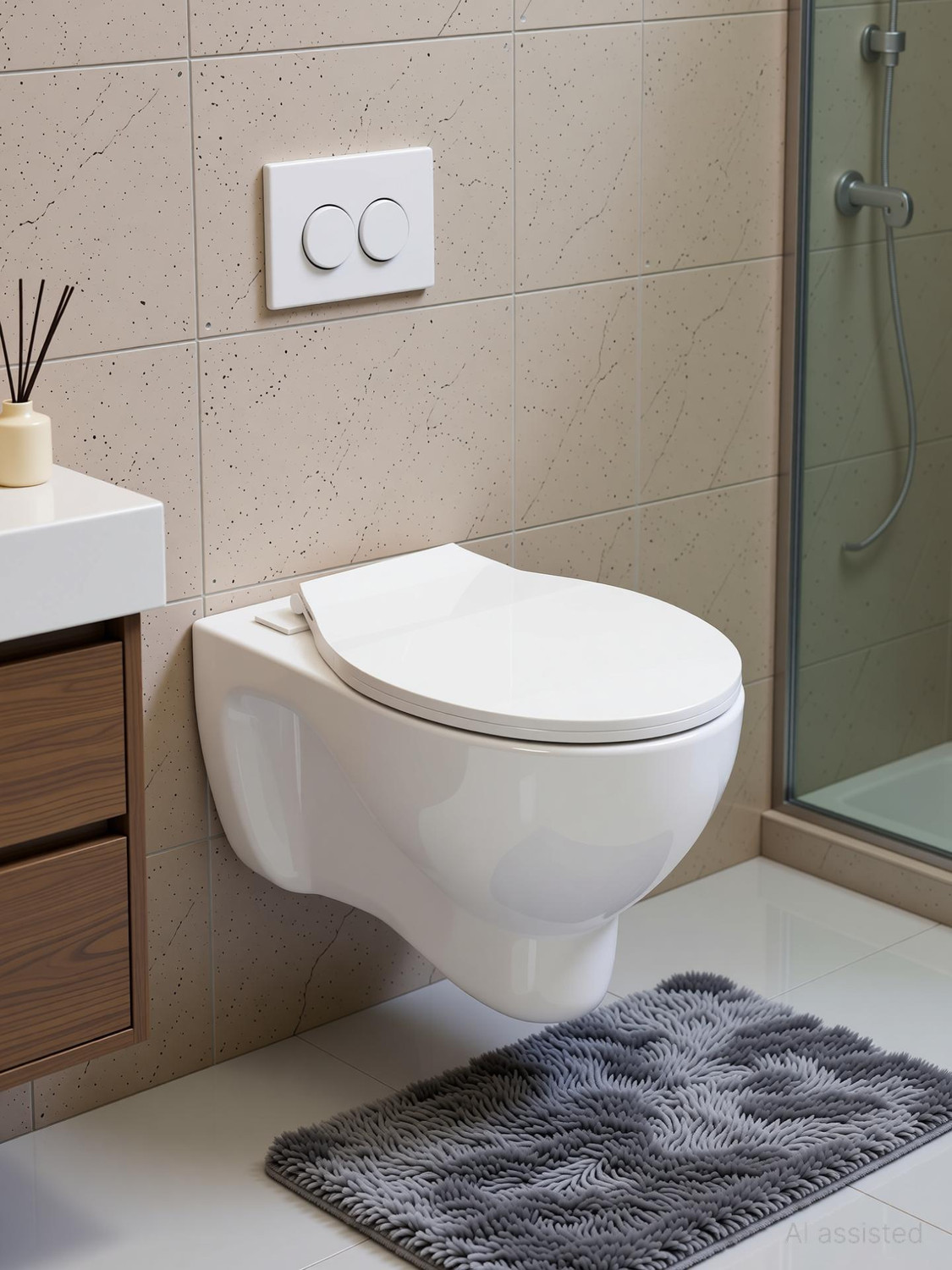 Image of Plantex Commode for Toilet /Ceramic Western Commode /Wall Hung Commode with Soft Closing Toilet Seat - P Trap (APS-3692, Caliber) Western Commode